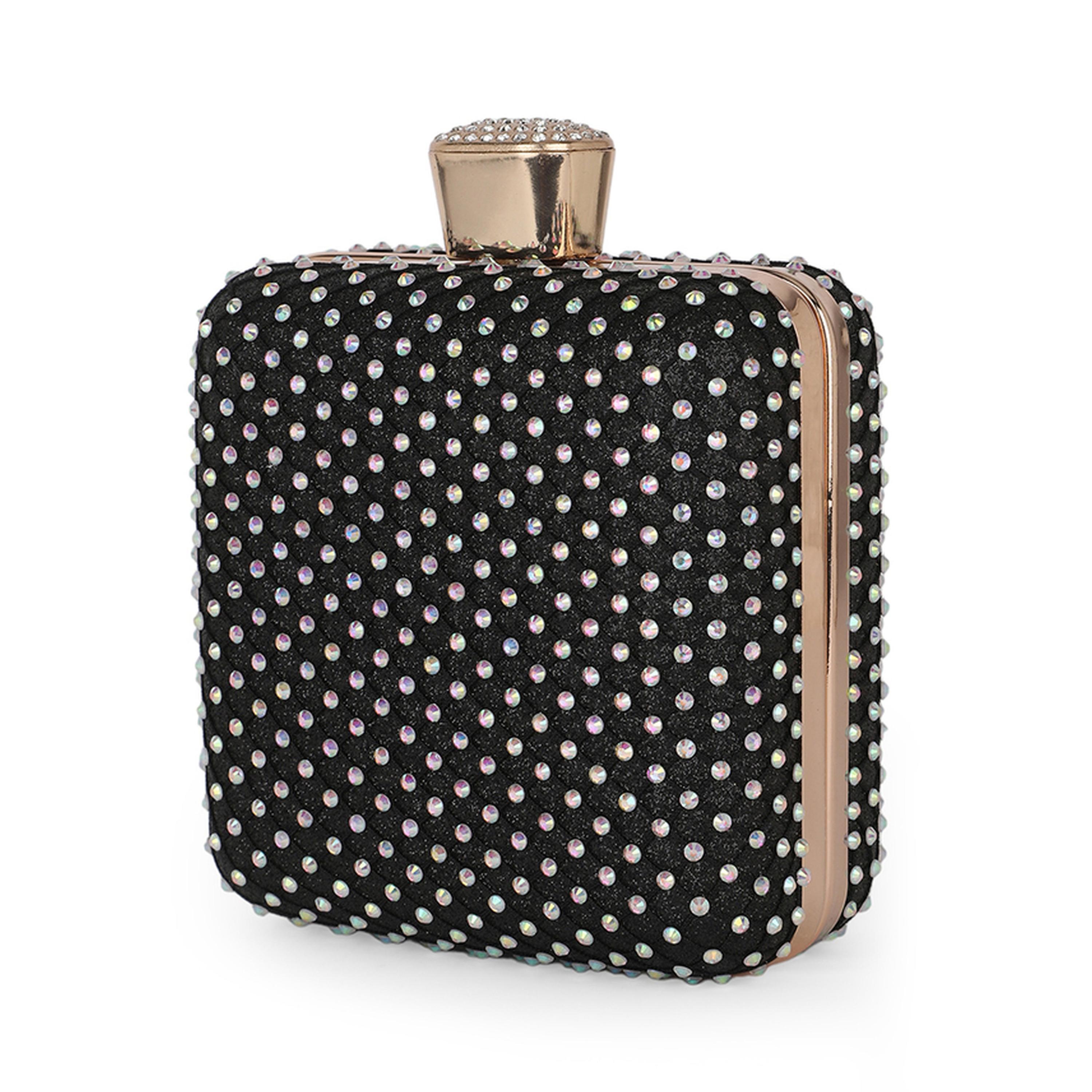 Globus X Styli Black Embellished Square Clutch-women-bagsandwallets-handbags-image-2