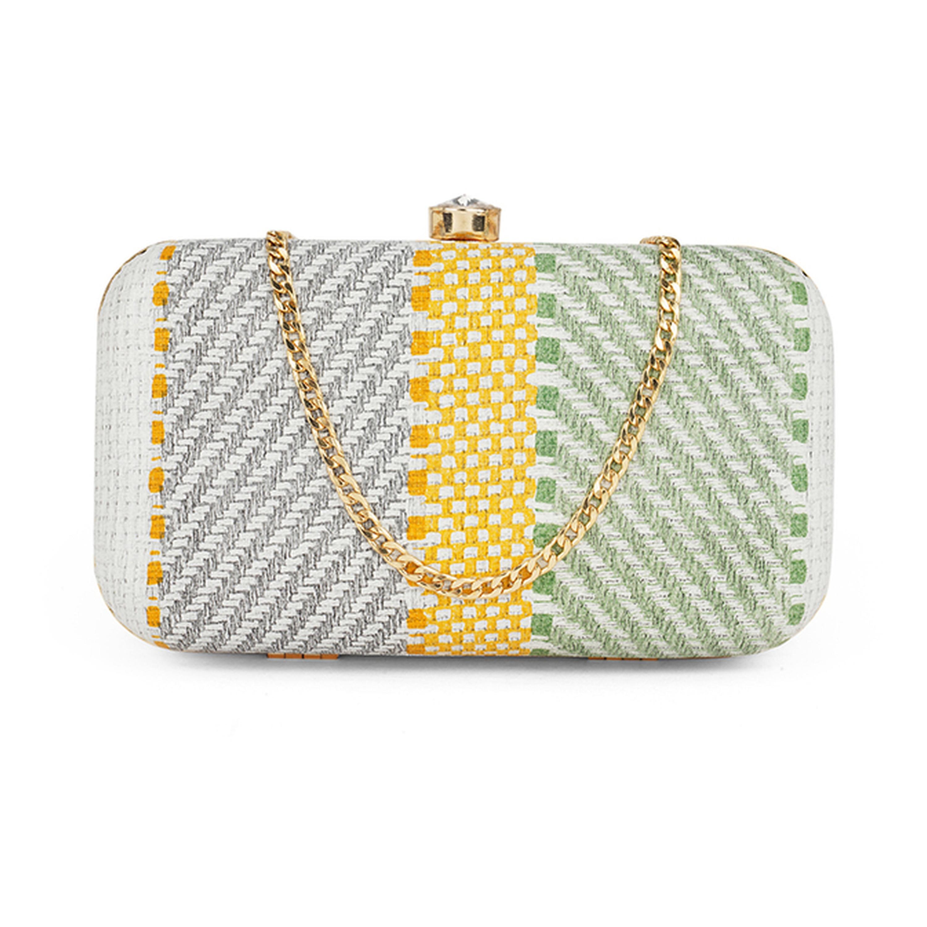 Globus X Styli Green Woven Clutch with Detachable Chain Strap-women-bagsandwallets-handbags-image-1