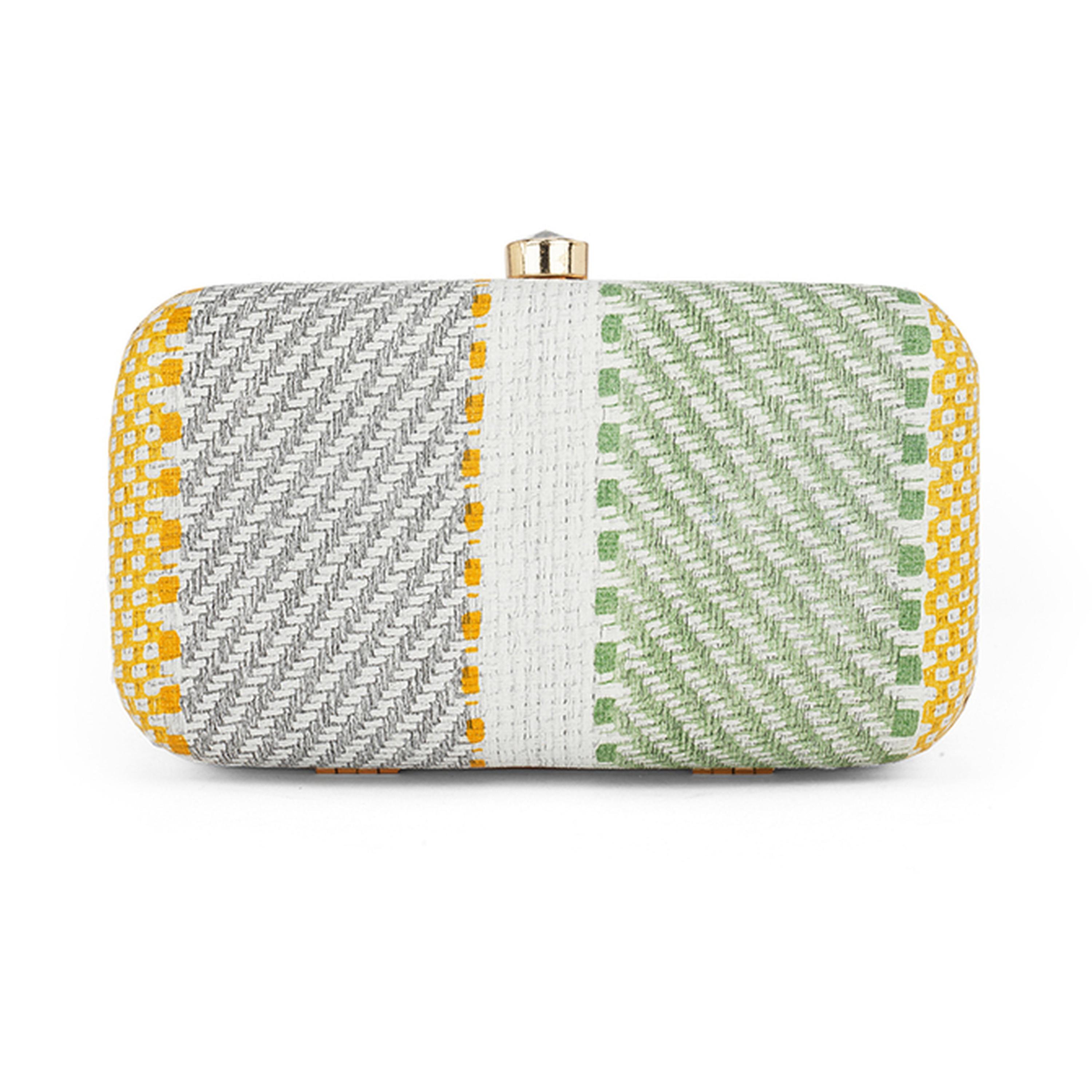 Globus X Styli Green Woven Clutch with Detachable Chain Strap-women-bagsandwallets-handbags-image-3