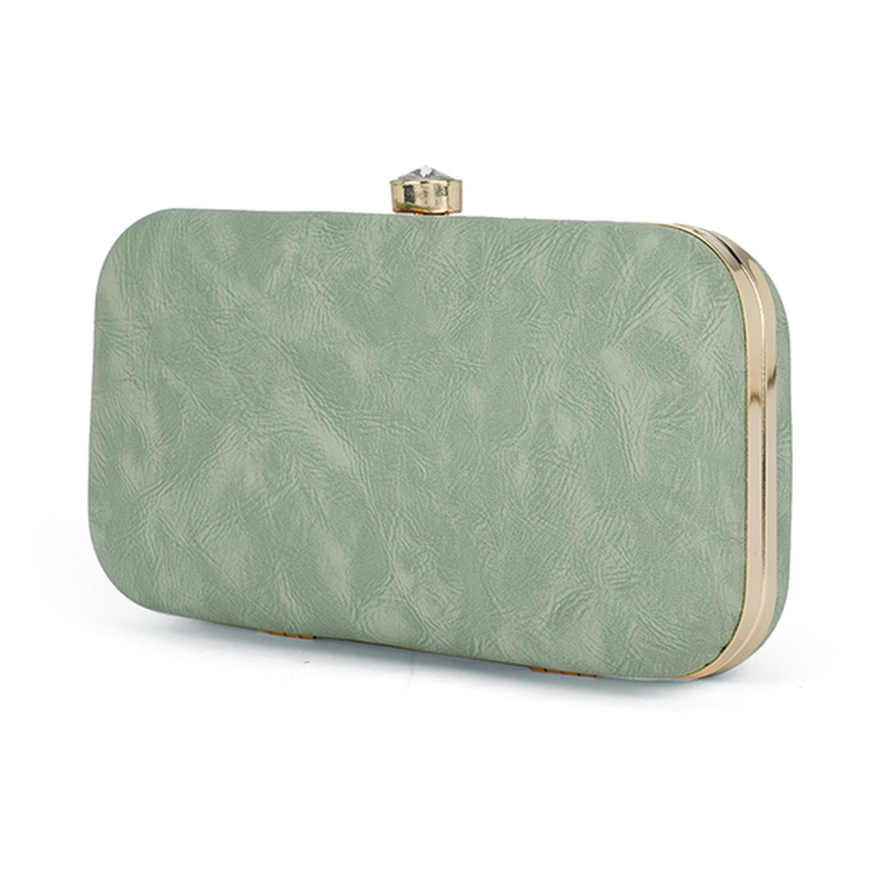 شنطة كلتش خضراء بارزة الملمس بحزام سلسلة قابل للفصل-women-bagsandwallets-handbags-image-2