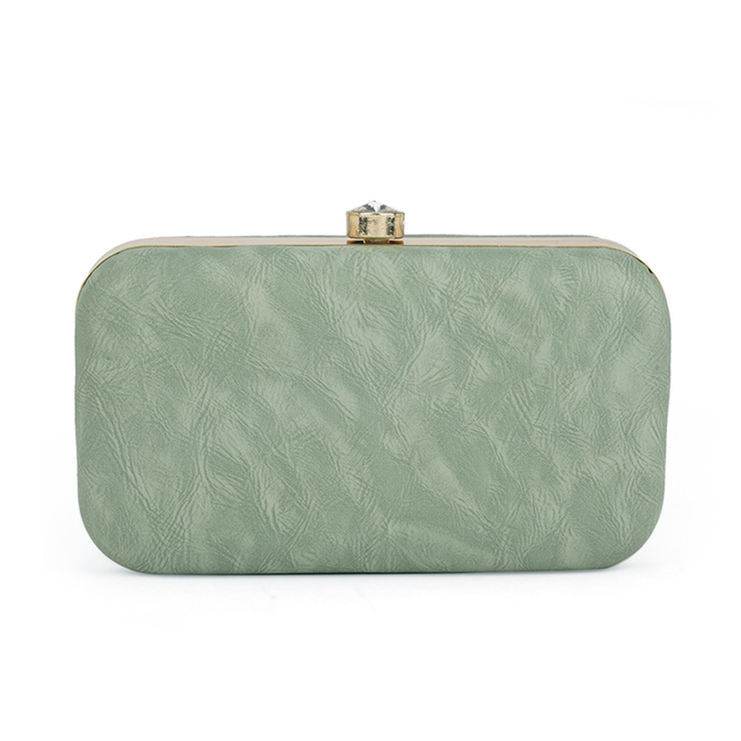 شنطة كلتش خضراء بارزة الملمس بحزام سلسلة قابل للفصل-women-bagsandwallets-handbags-image-3