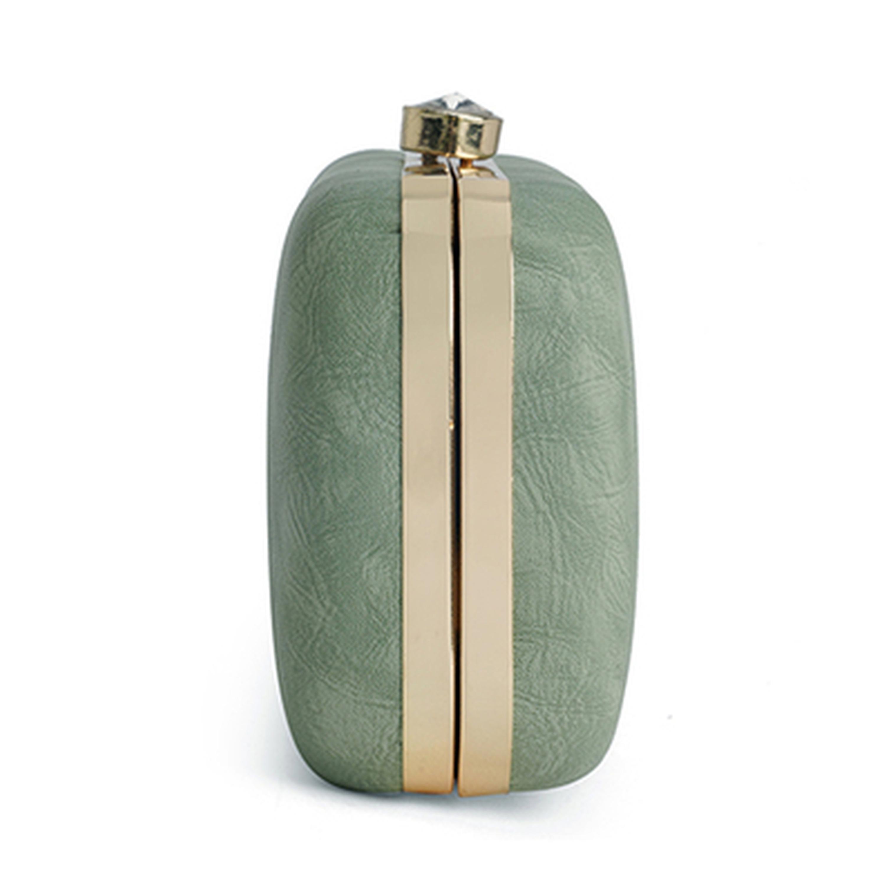 شنطة كلتش خضراء بارزة الملمس بحزام سلسلة قابل للفصل-women-bagsandwallets-handbags-image-4