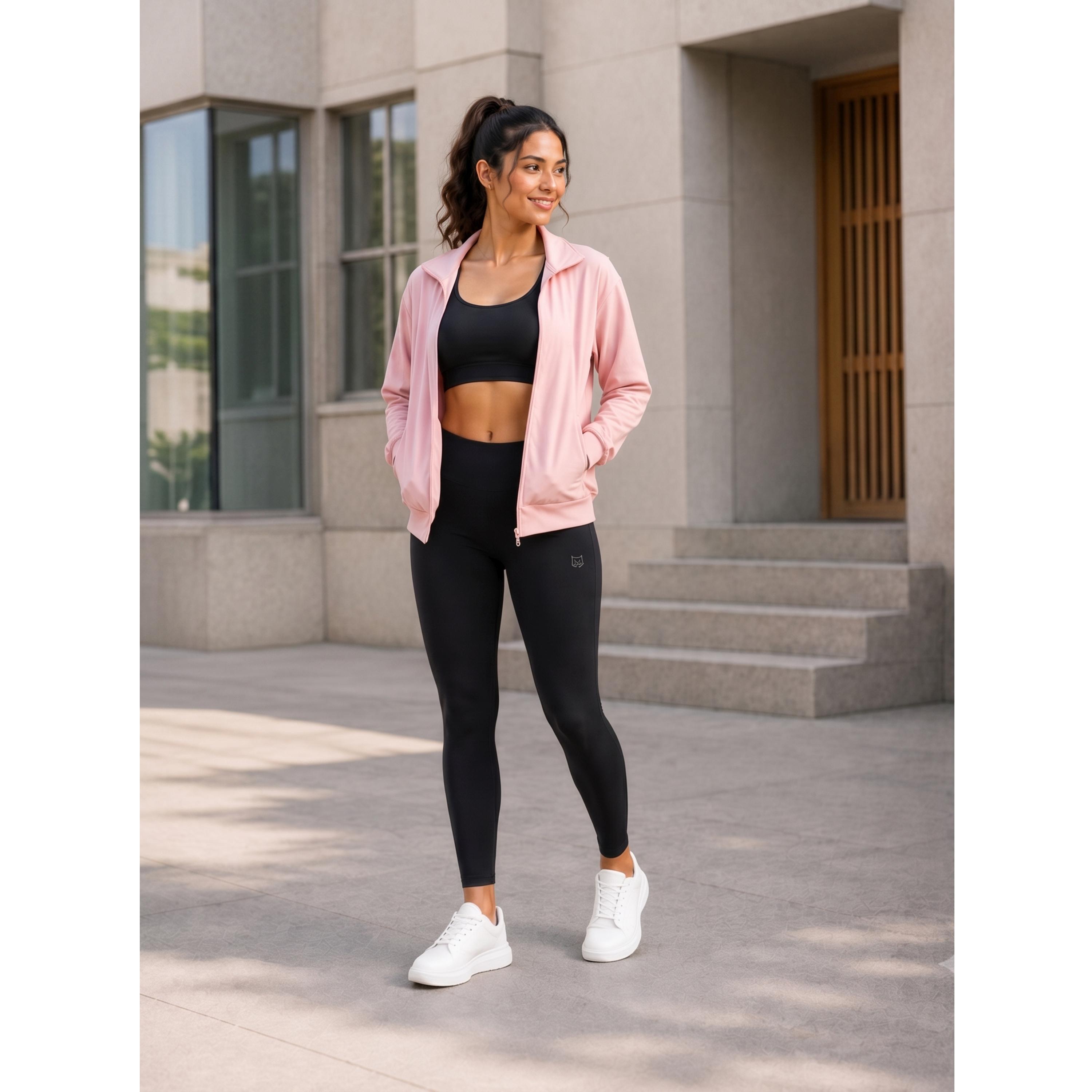 Take Two Black Solid Active Leggings with Logo Print-women-clothing-leggings-image-2