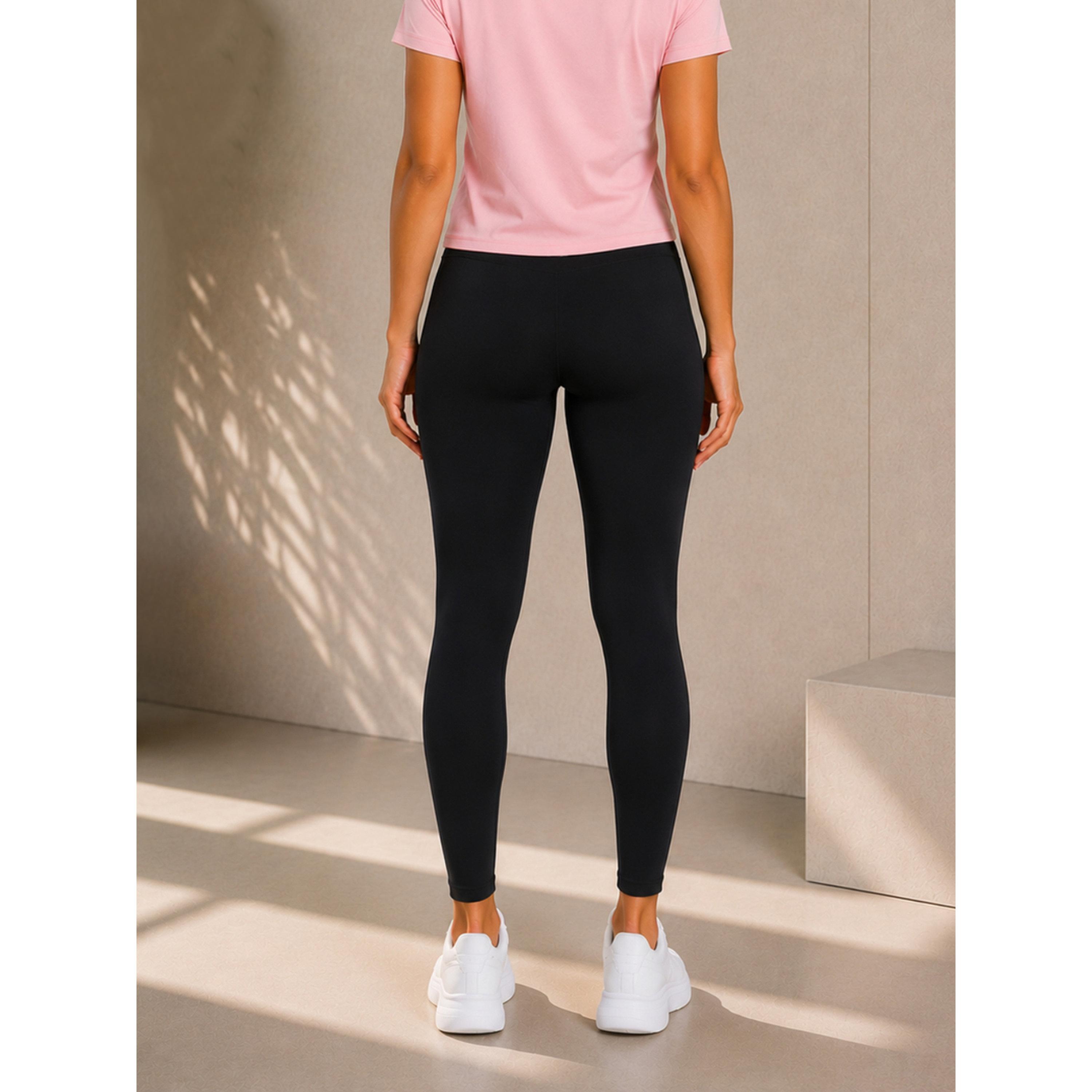 Take Two Black Solid Active Leggings with Logo Print-women-clothing-leggings-image-5