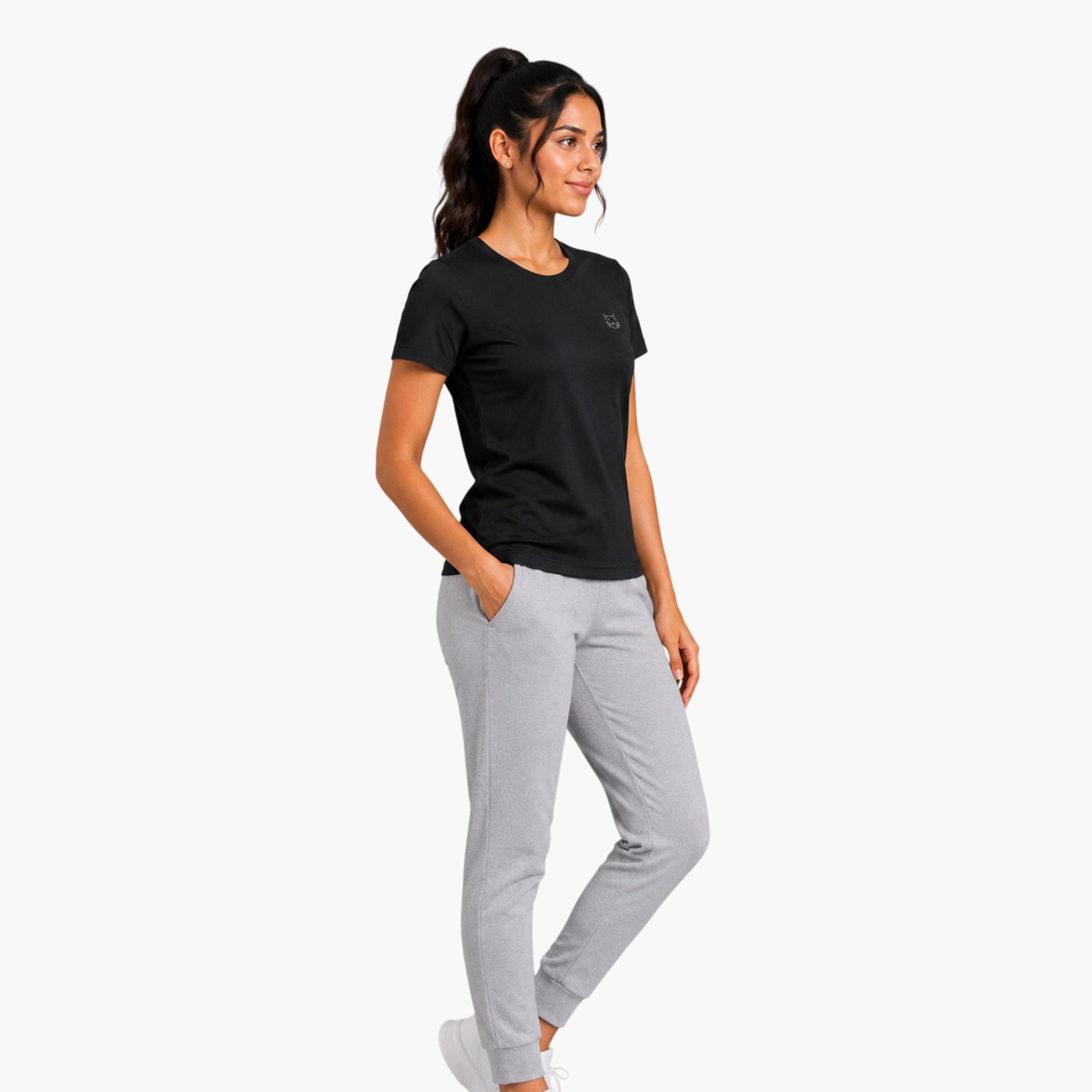 تيشيرت رياضي بياقة دائرية وأكمام قصيرة سادة-sports-women-clothing-tshirtsandvests-image-2