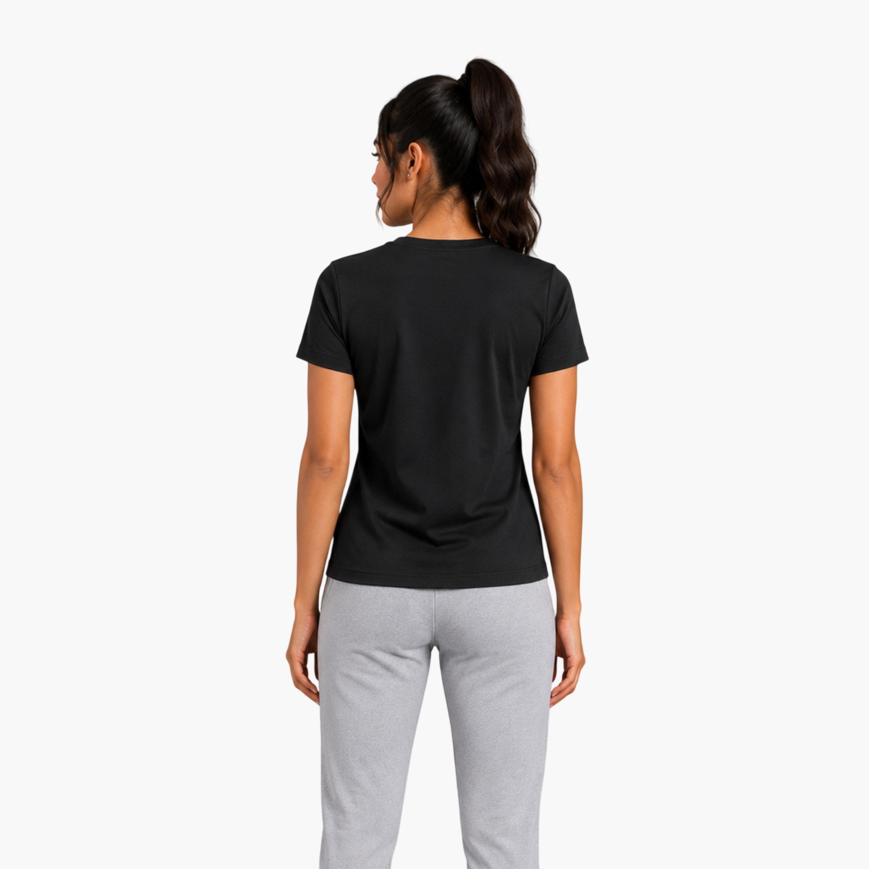 تيشيرت رياضي بياقة دائرية وأكمام قصيرة سادة-sports-women-clothing-tshirtsandvests-image-3