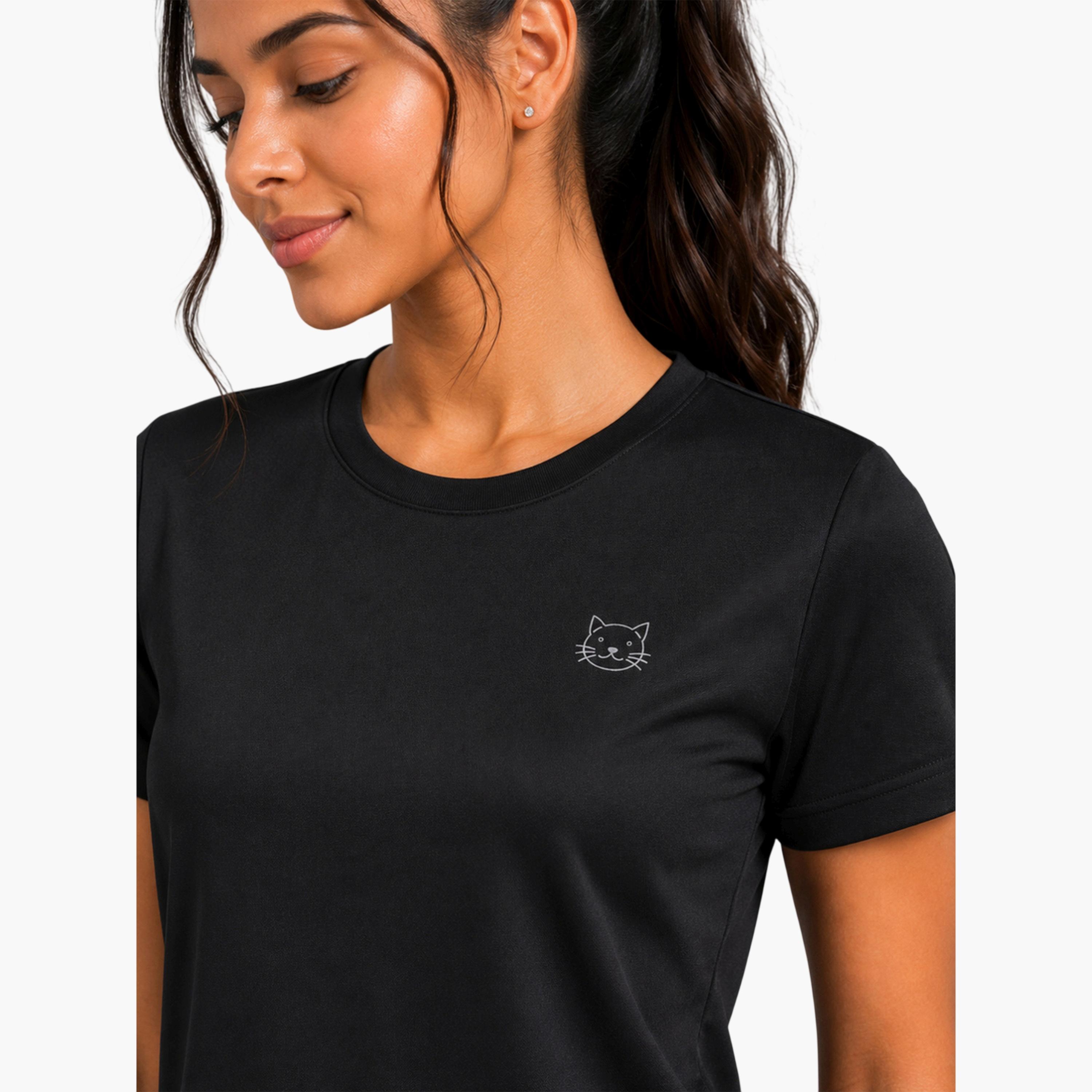 تيشيرت رياضي بياقة دائرية وأكمام قصيرة سادة-sports-women-clothing-tshirtsandvests-image-5