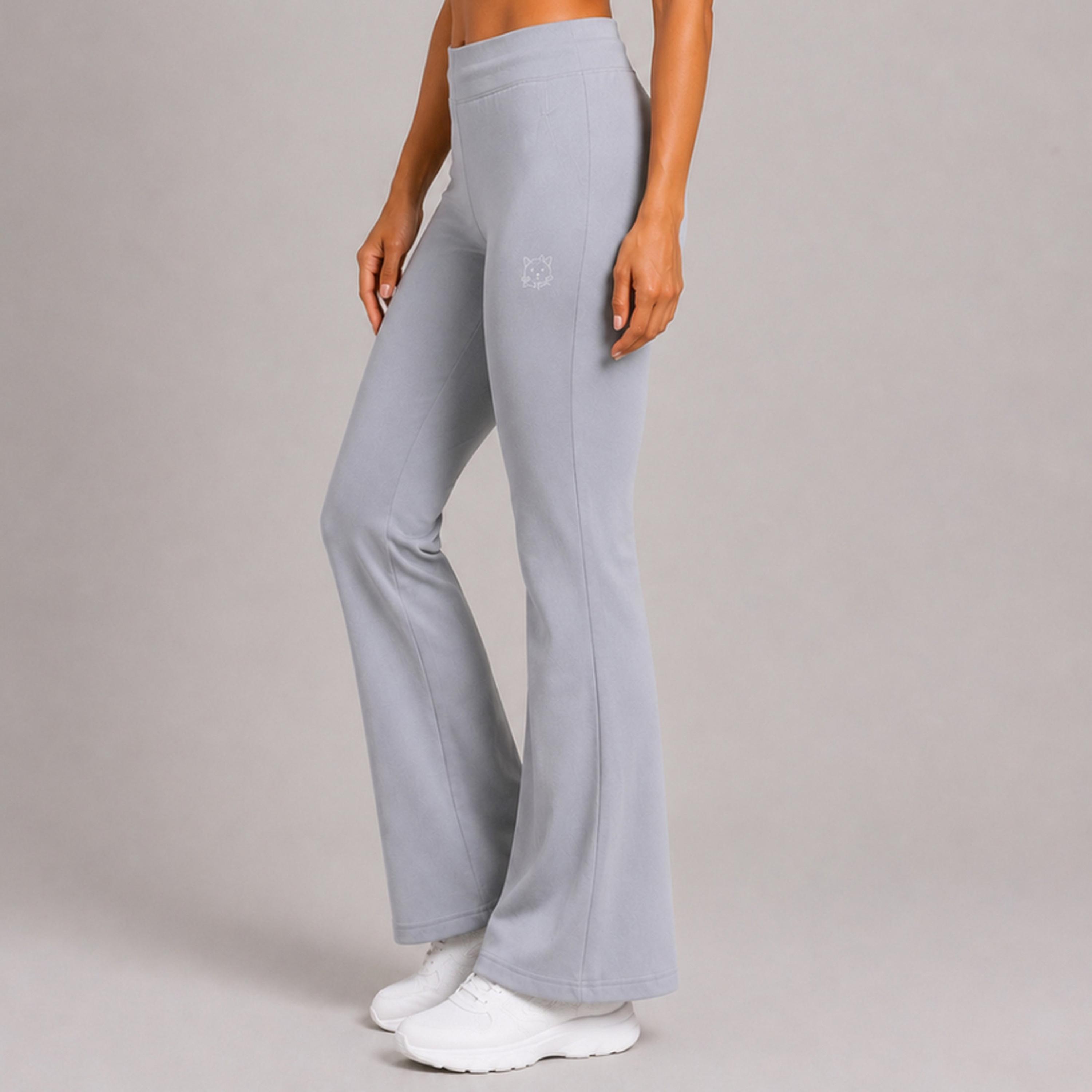 Take Two Grey Solid Flared Sweatpants with Drawstring Waist and Pockets-women-clothing-bottoms-joggers-image-3