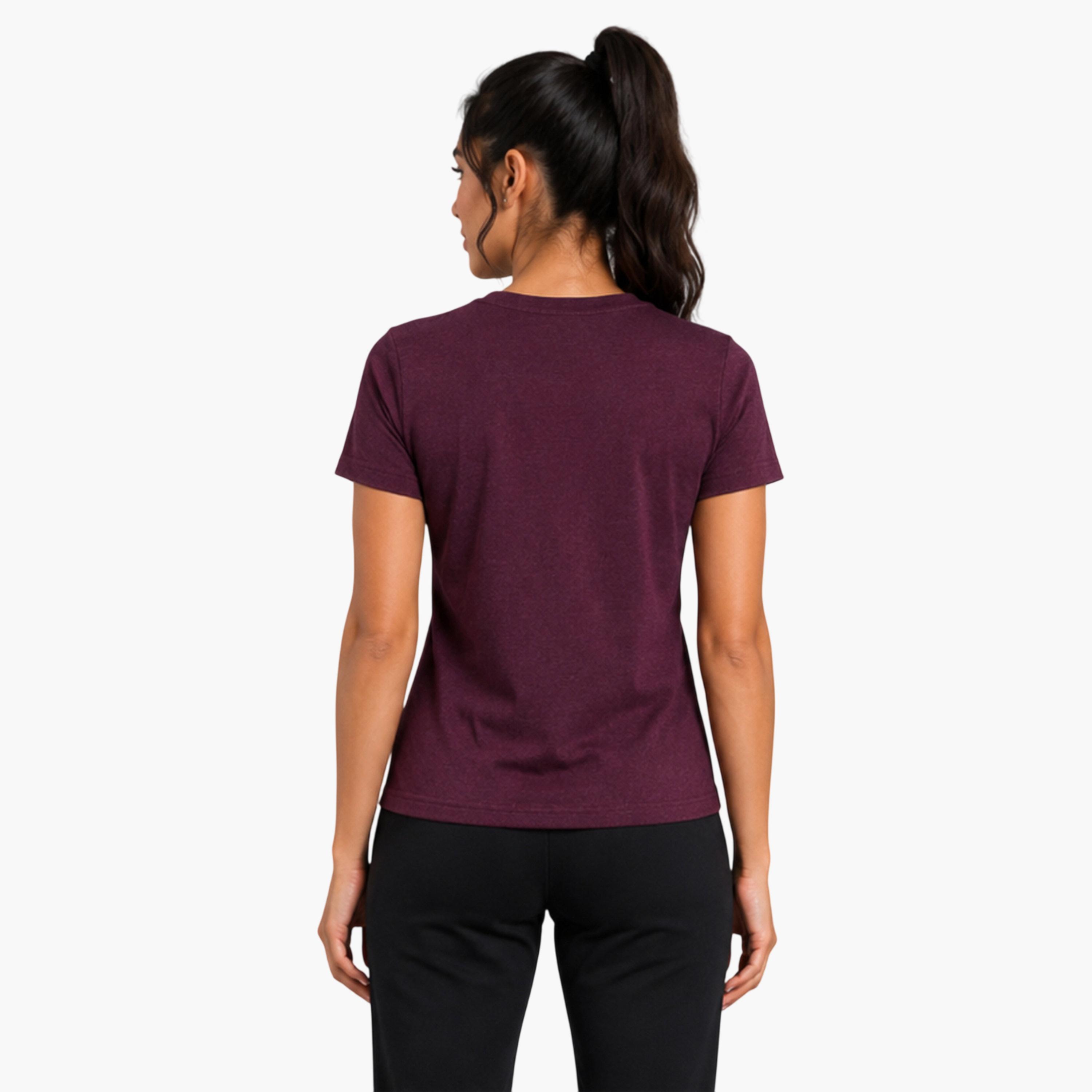 تيشيرت رياضي بياقة دائرية وأكمام قصيرة سادة-sports-women-clothing-tshirtsandvests-image-3