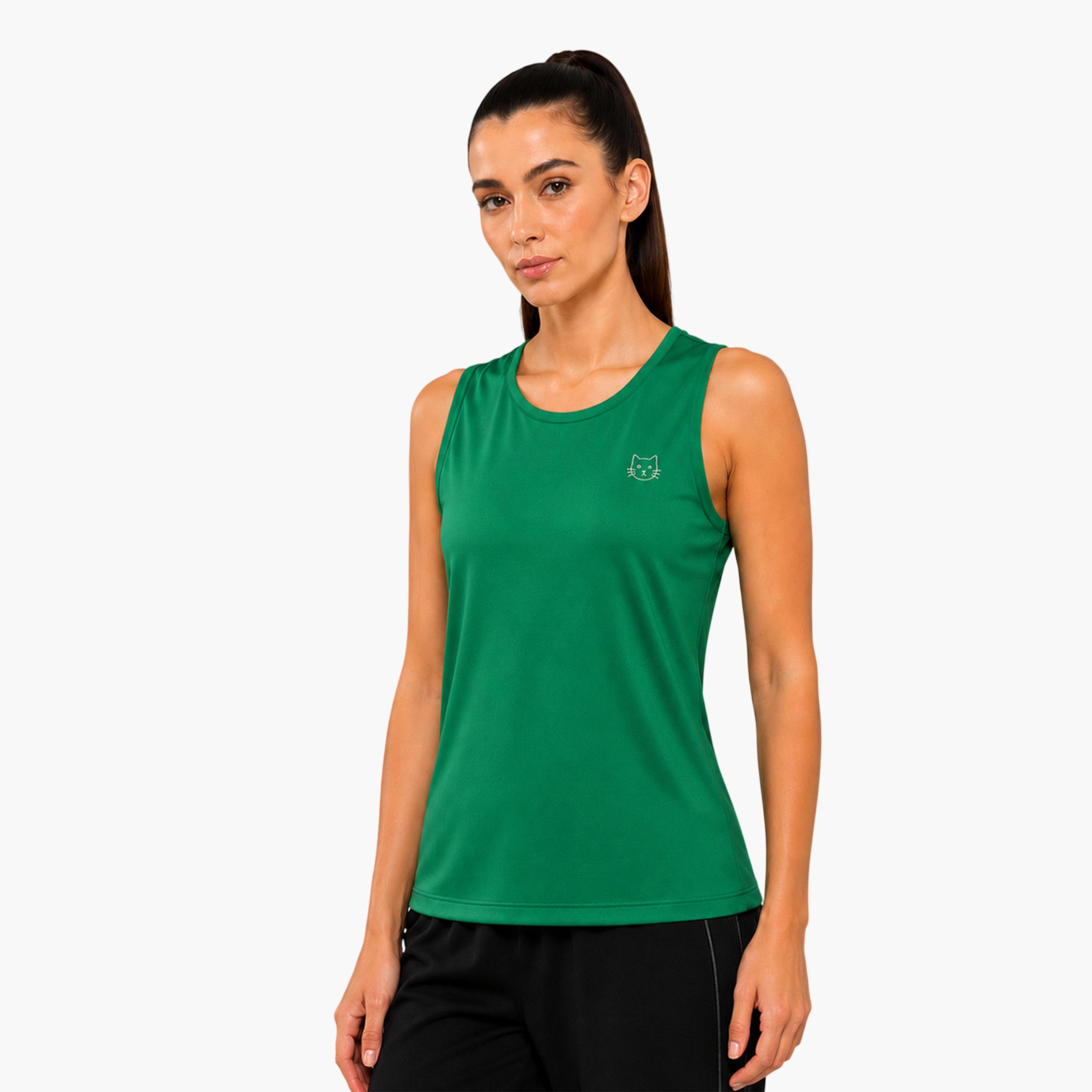 Take Two Green Solid Sleeveless Activewear Top-sports-women-clothing-tshirtsandvests-image-1