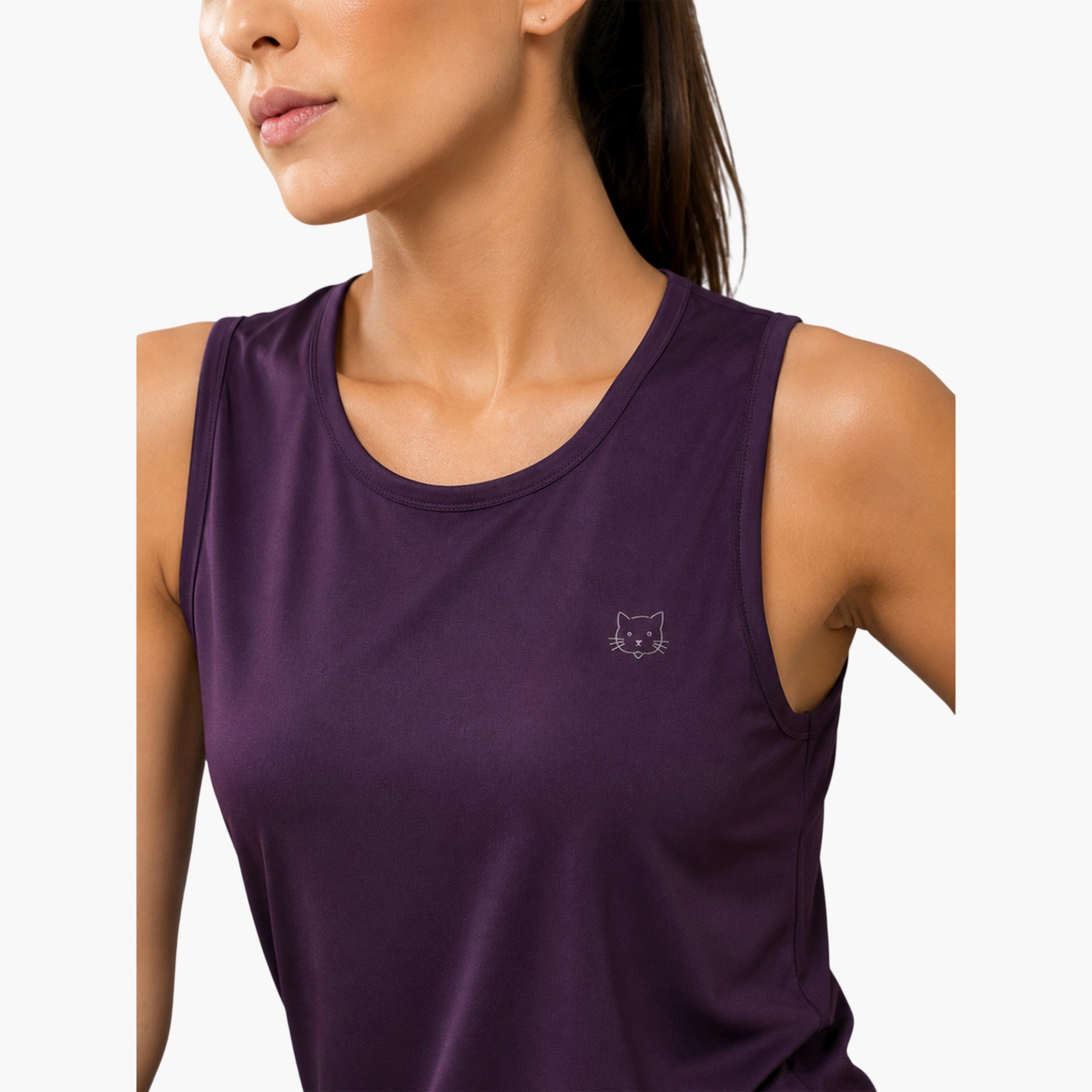 Take Two Burgundy Solid Sleeveless Activewear Top-sports-women-clothing-tshirtsandvests-image-7