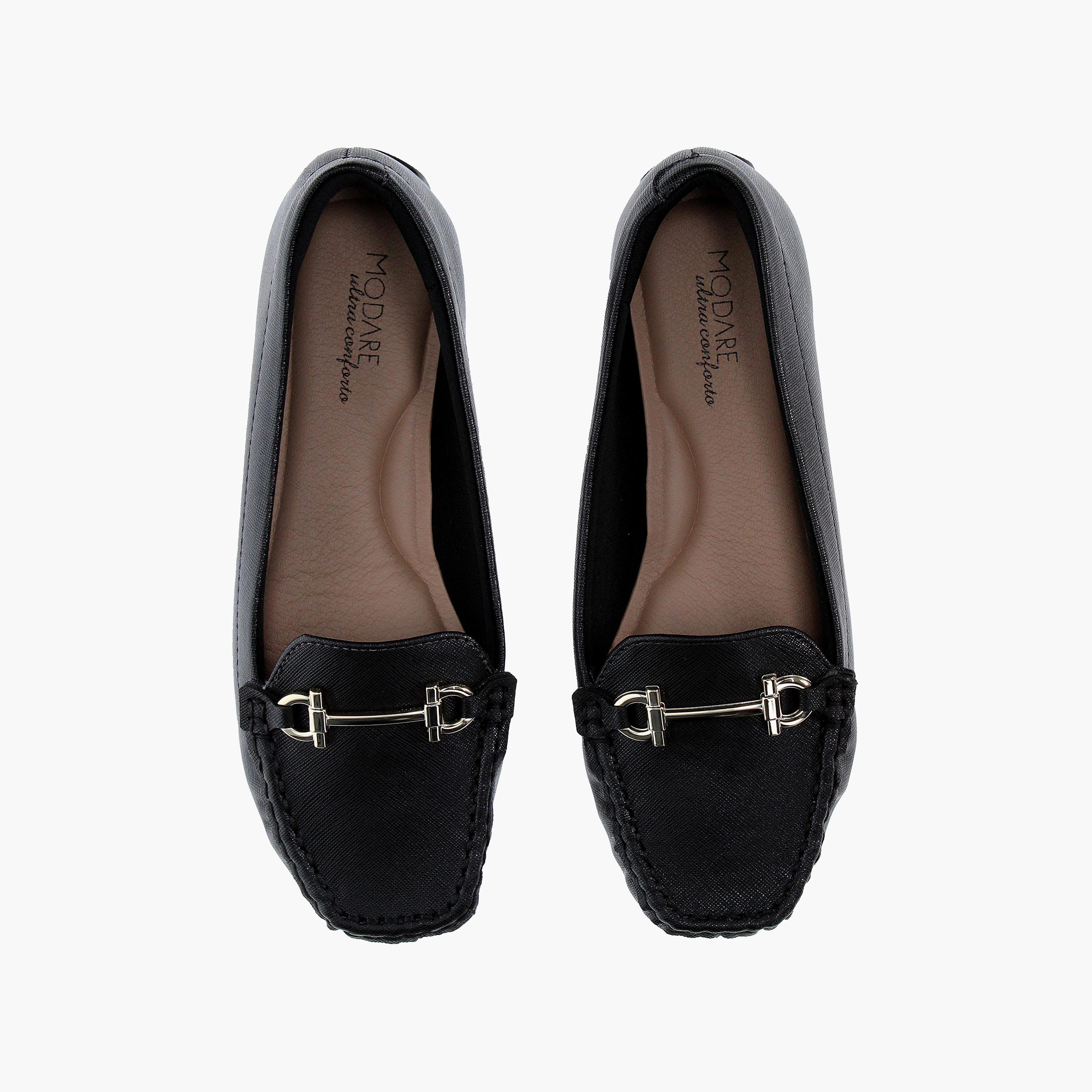 Modare by Geoomnii Women's Horsebit Loafers with Golden Buckle Detail | 7035-641-26256      -women-shoes-loafersandmoccasins-image-5