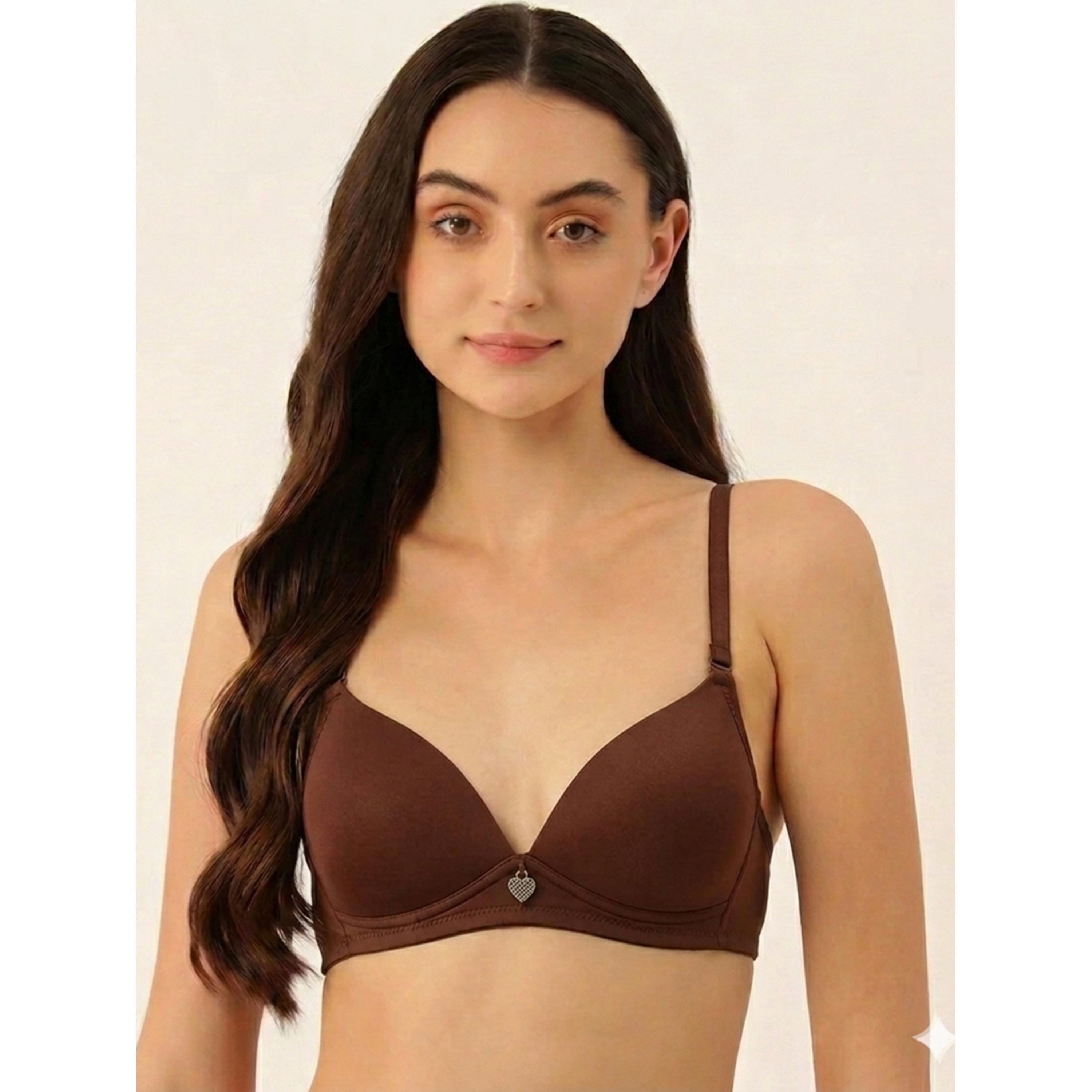 حمالة صدر للاستخدام اليومي بمبطنة خفيفة بني-women-clothing-lingerie-bras-image-1
