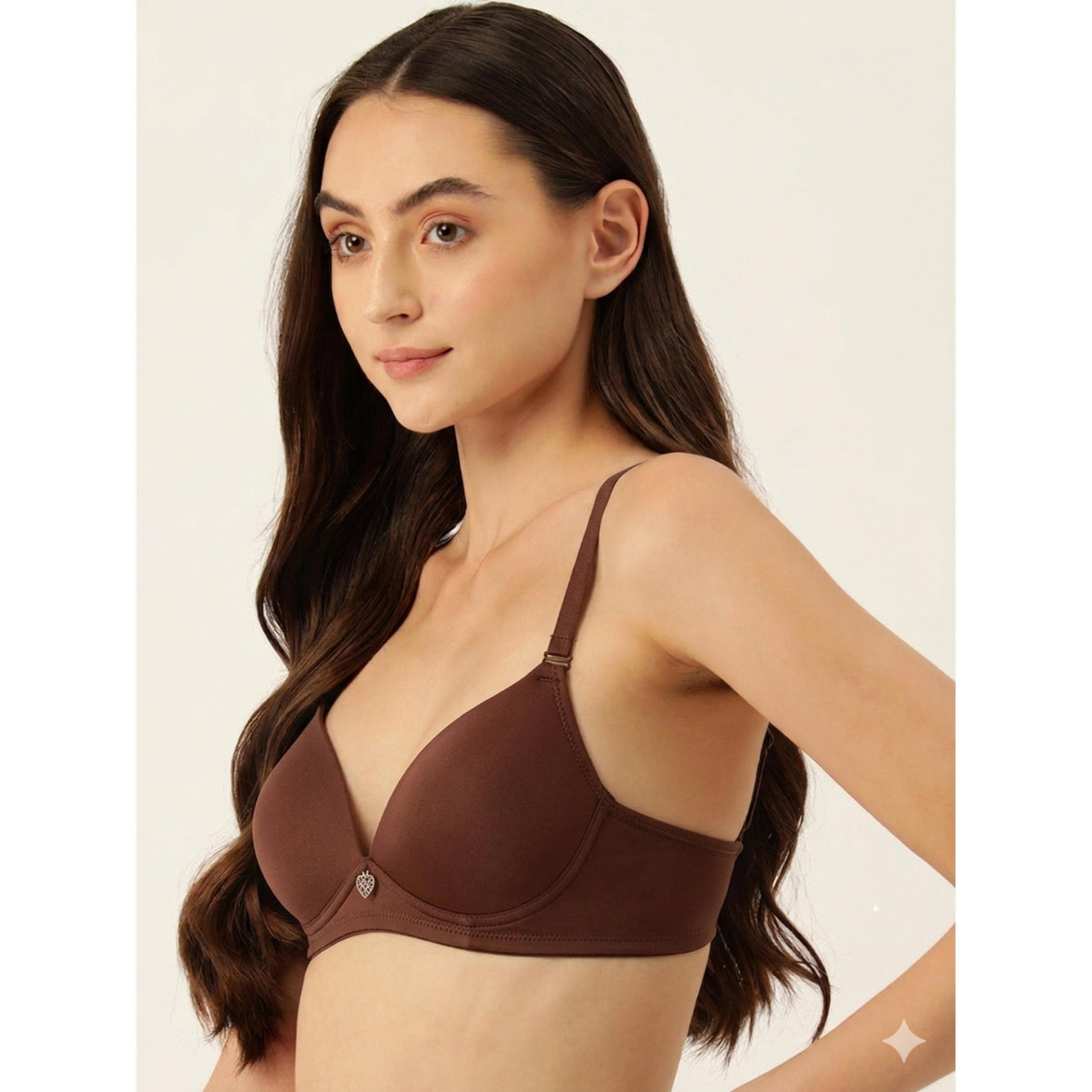 حمالة صدر للاستخدام اليومي بمبطنة خفيفة بني-women-clothing-lingerie-bras-image-3