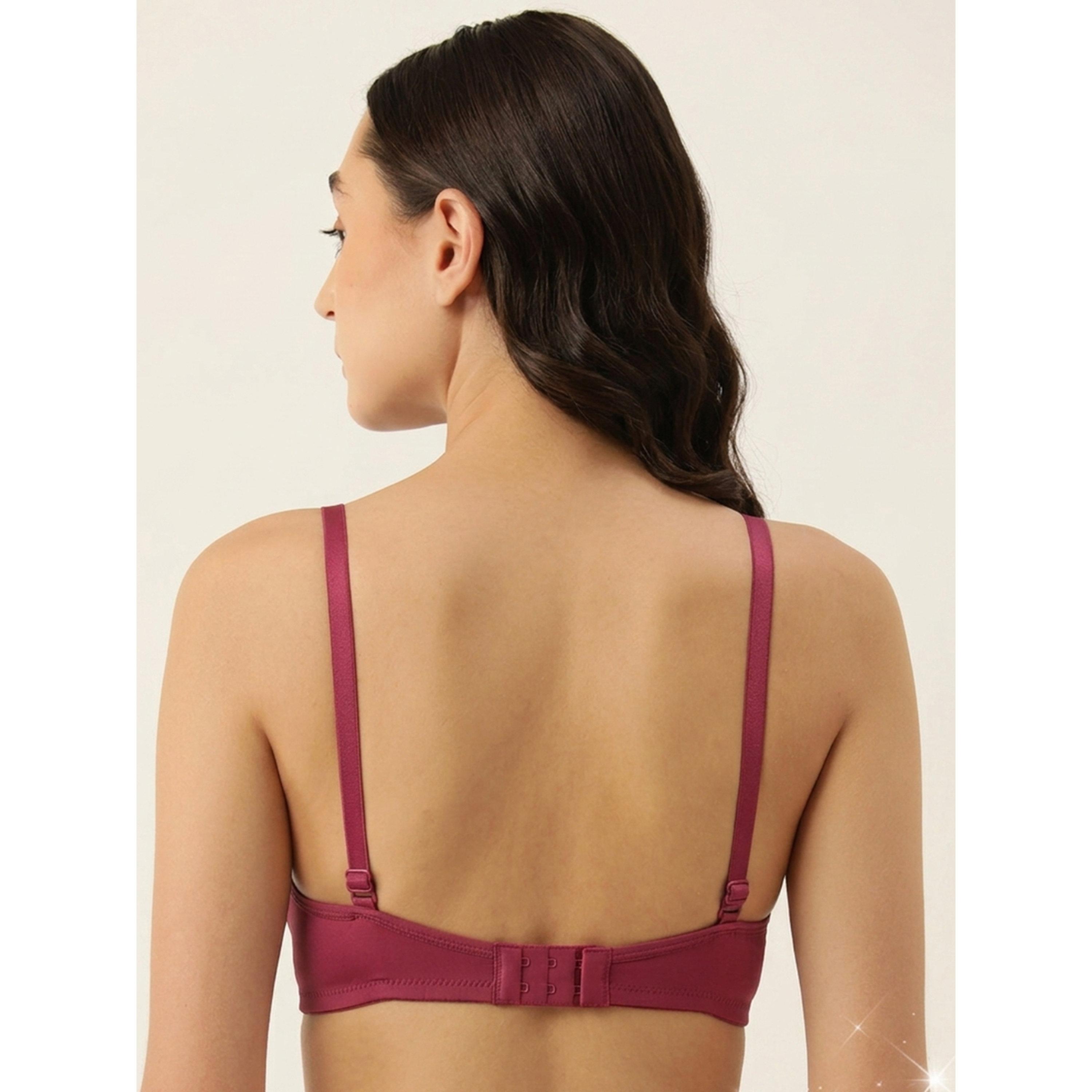 حمالة صدر للاستخدام اليومي بمبطنة خفيفة مارون-women-clothing-lingerie-bras-image-2