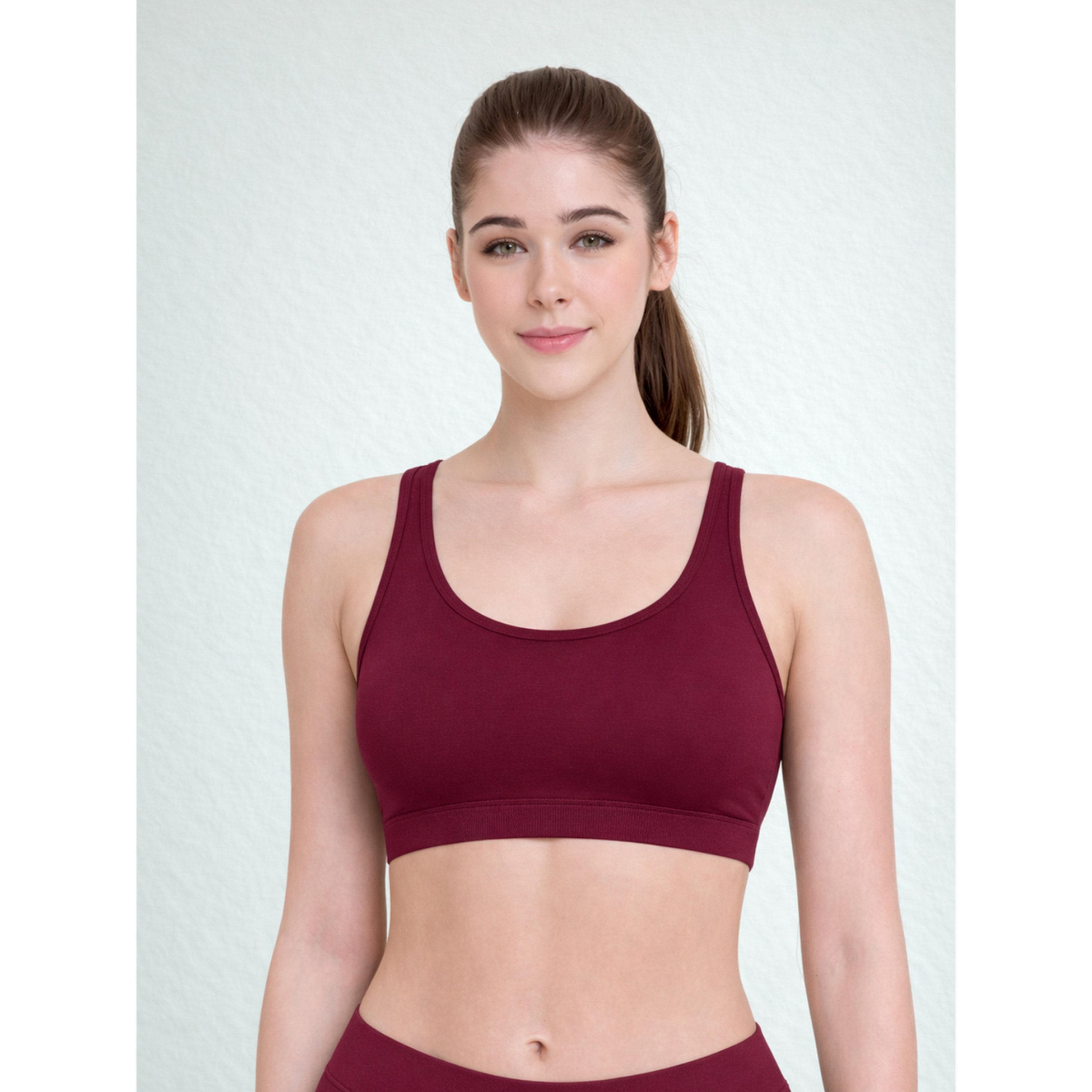 Take Two Burgundy Seamless Non Wired Non Padded Active Sport Bra-women-clothing-sportswearandactivewear-sportsbras-image-1