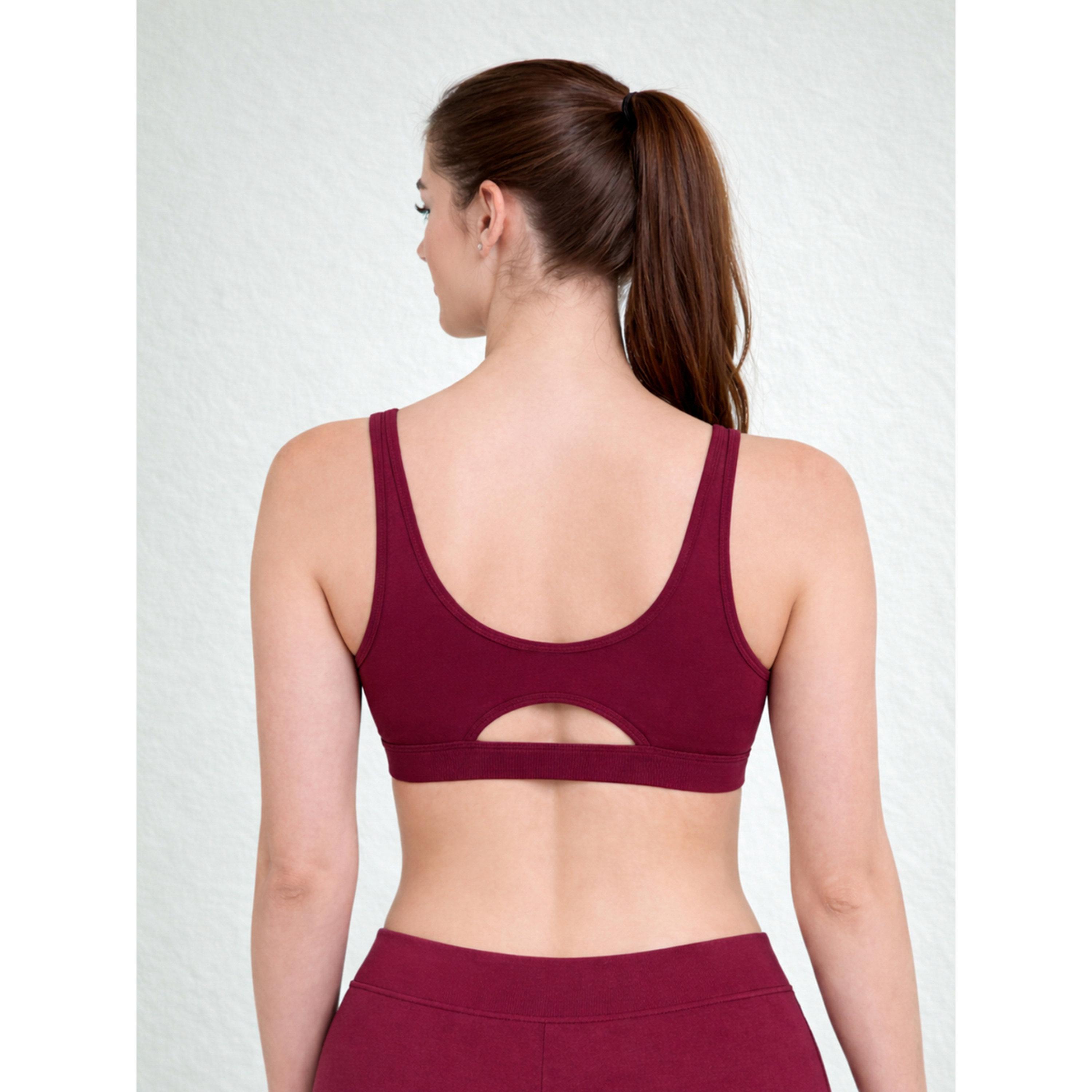 Take Two Burgundy Seamless Non Wired Non Padded Active Sport Bra-women-clothing-sportswearandactivewear-sportsbras-image-2
