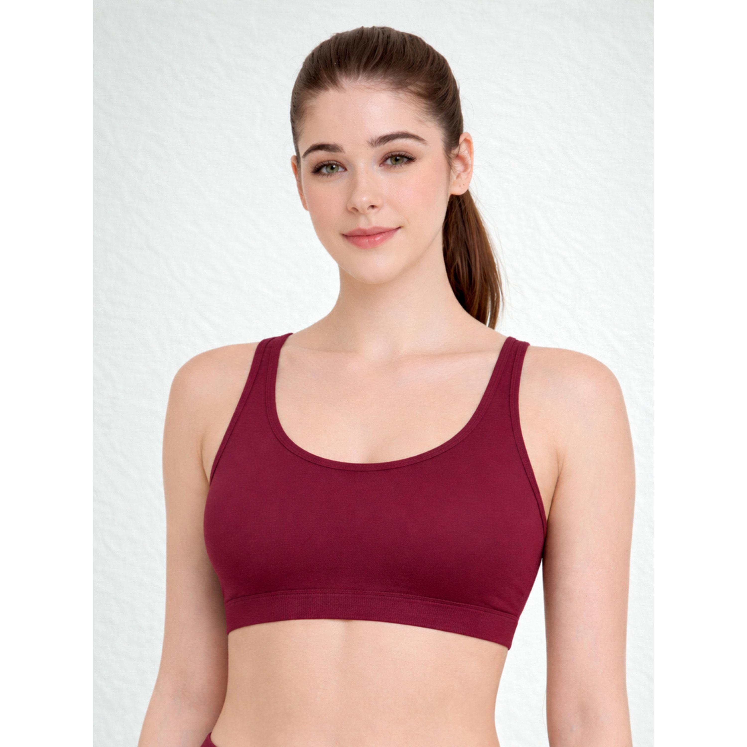 Take Two Burgundy Seamless Non Wired Non Padded Active Sport Bra-women-clothing-sportswearandactivewear-sportsbras-image-3