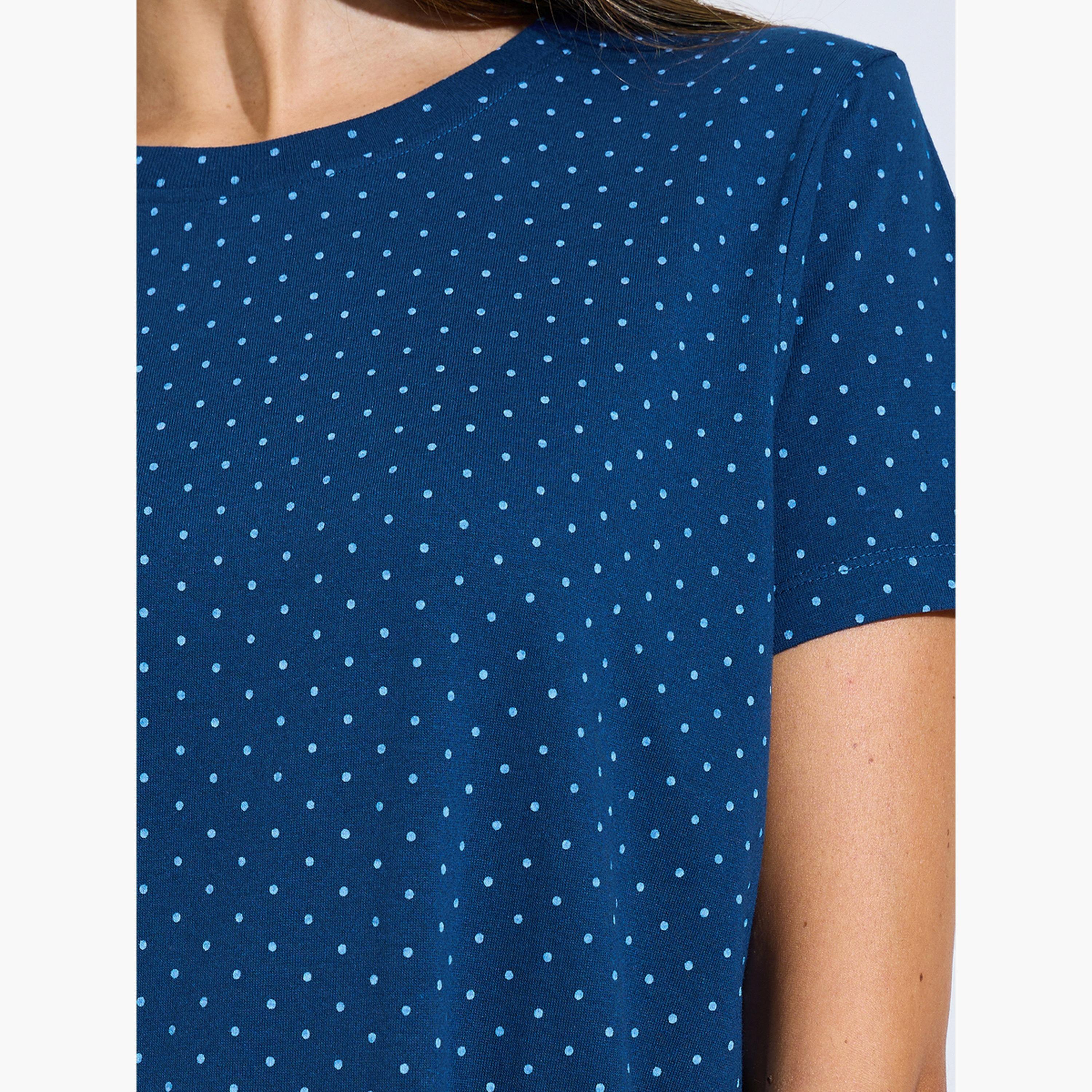 Styli Pack of 2 - Polka Dot & Lemon Print Cotton Blend Sleep T-Shirt-women-clothing-nightwear-nighties-image-6