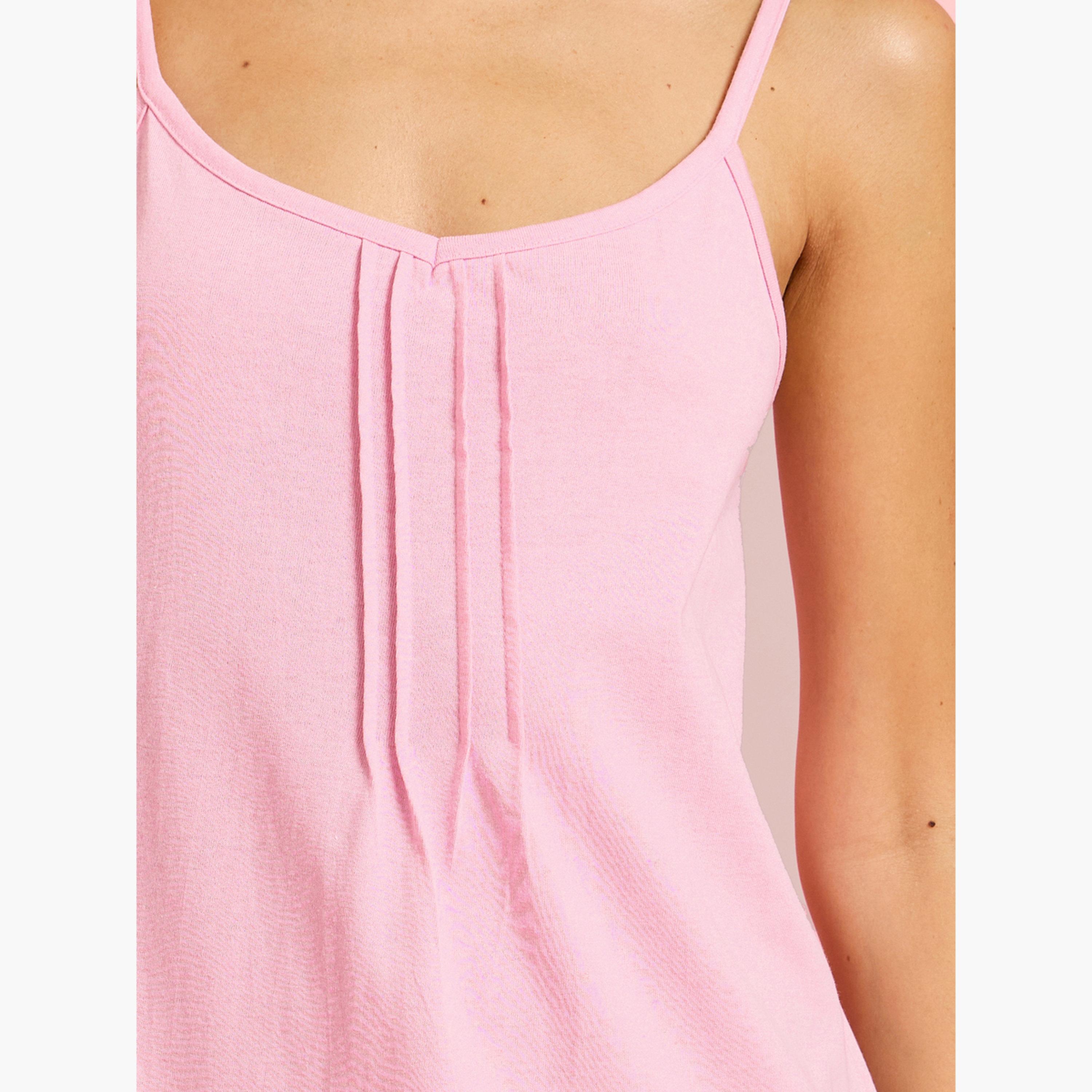 Styli Pack of 2 - Solid & Heart Print Cotton Blend Sleep T-Shirt-women-clothing-nightwear-nighties-image-7
