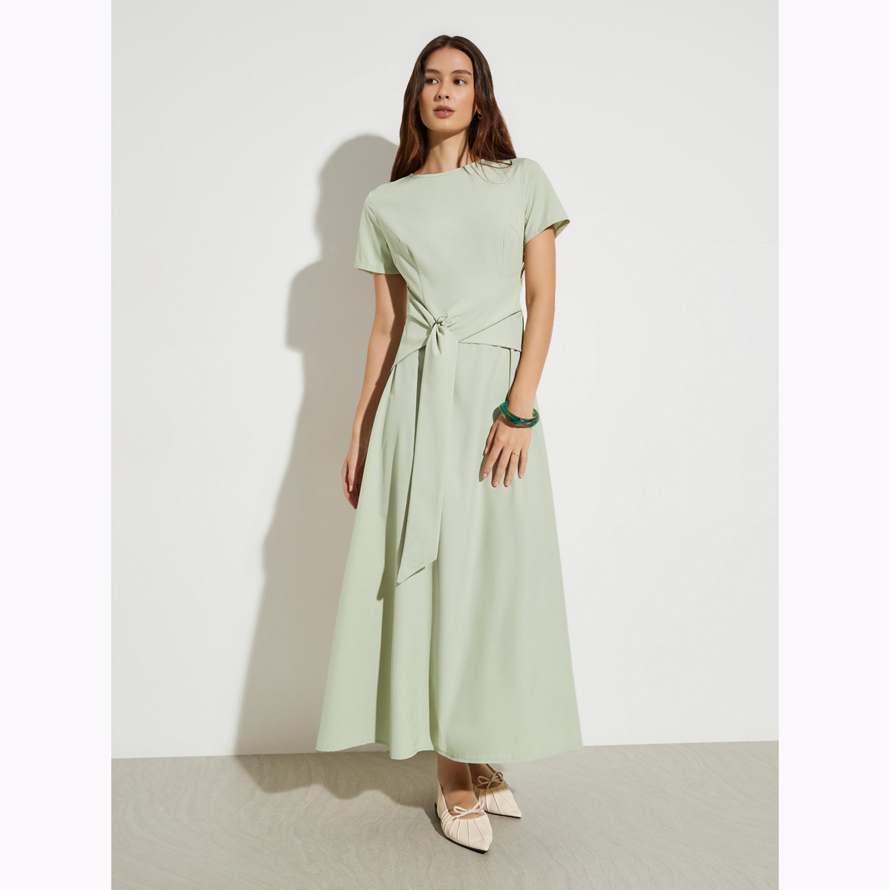 فستان طويل بتفاصيل رباط-women-clothing-dresses-image-1