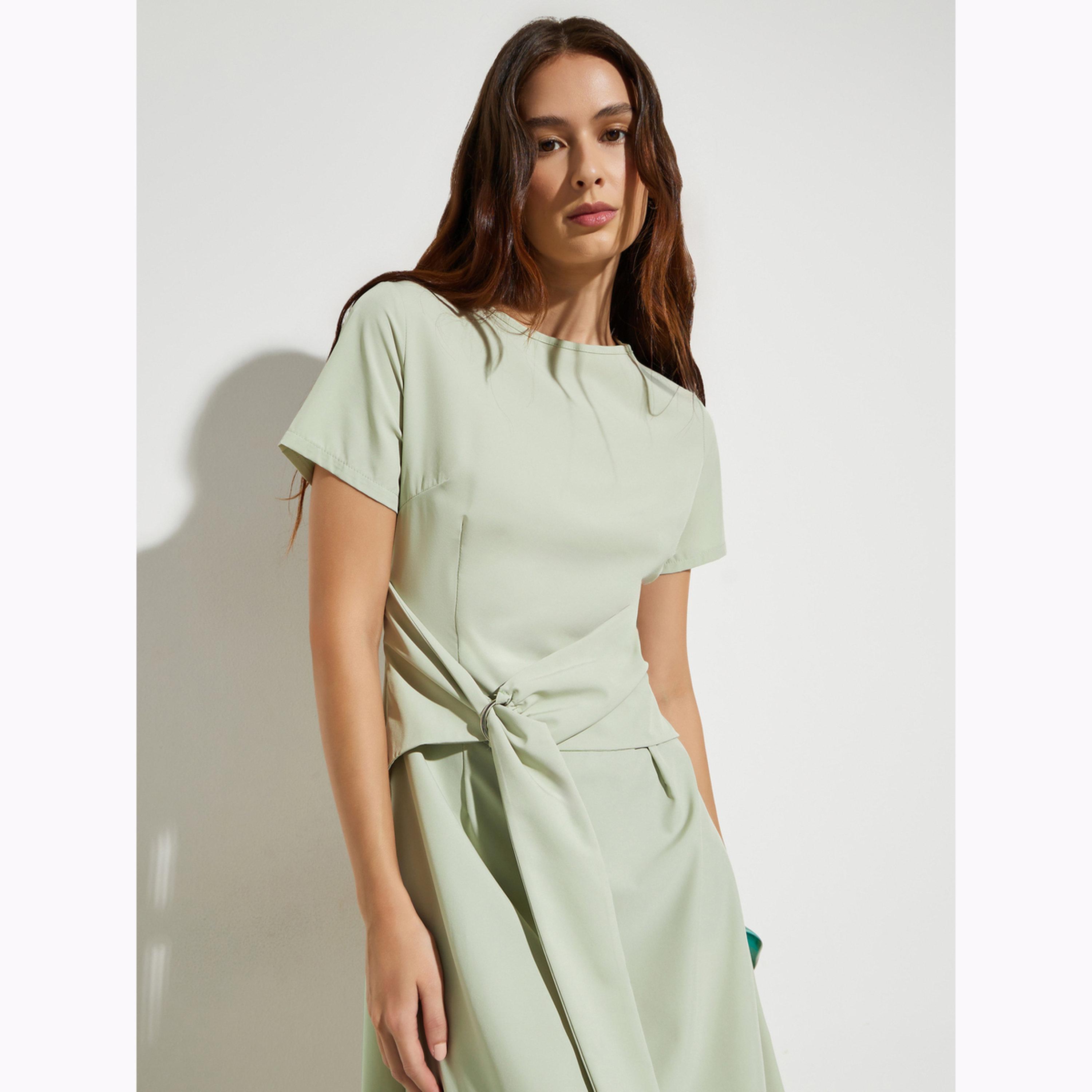 Styli Green Maxi Dress with Tie Detail-women-clothing-dresses-image-2