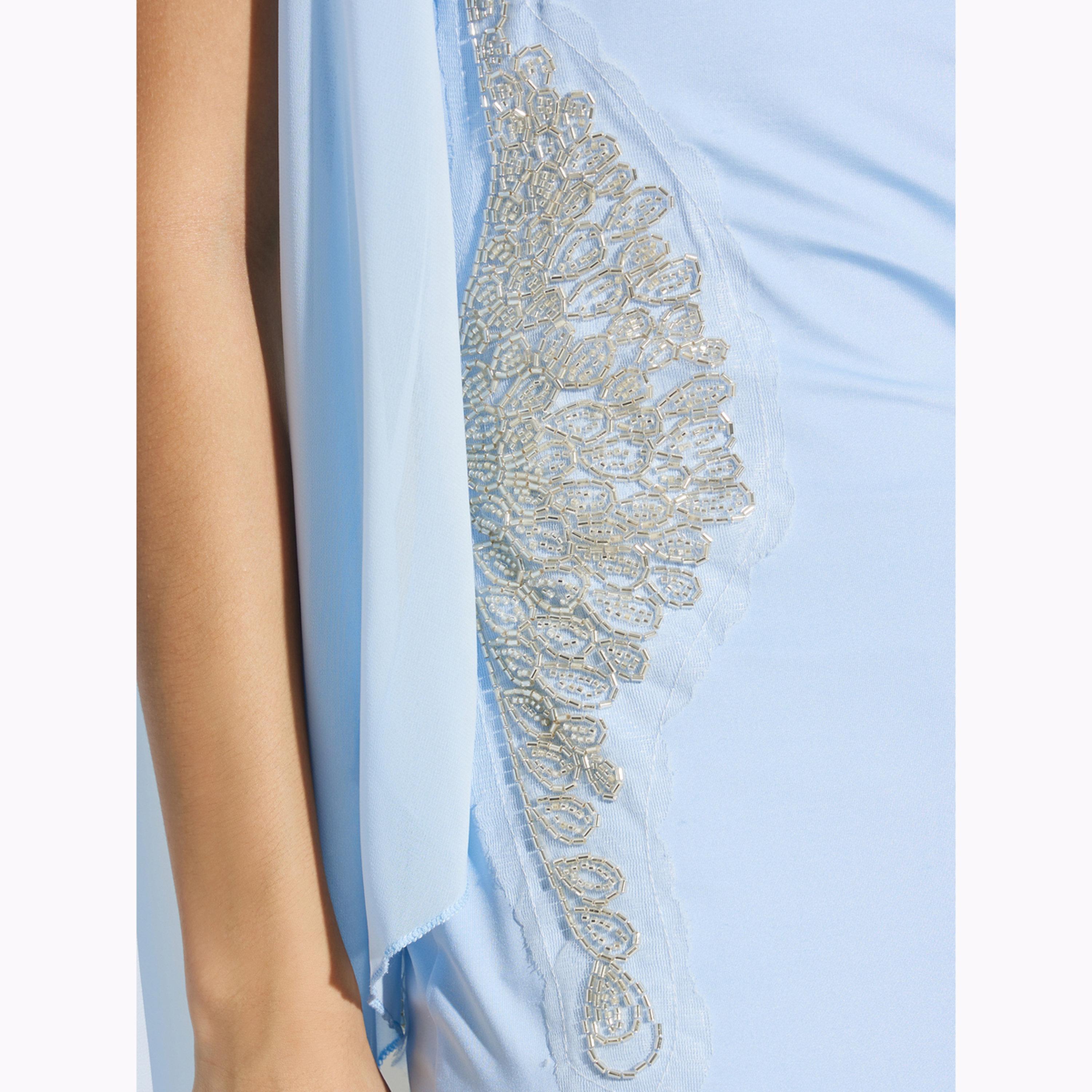 فستان طويل مزين بأكمام درابيه-women-clothing-dresses-image-5