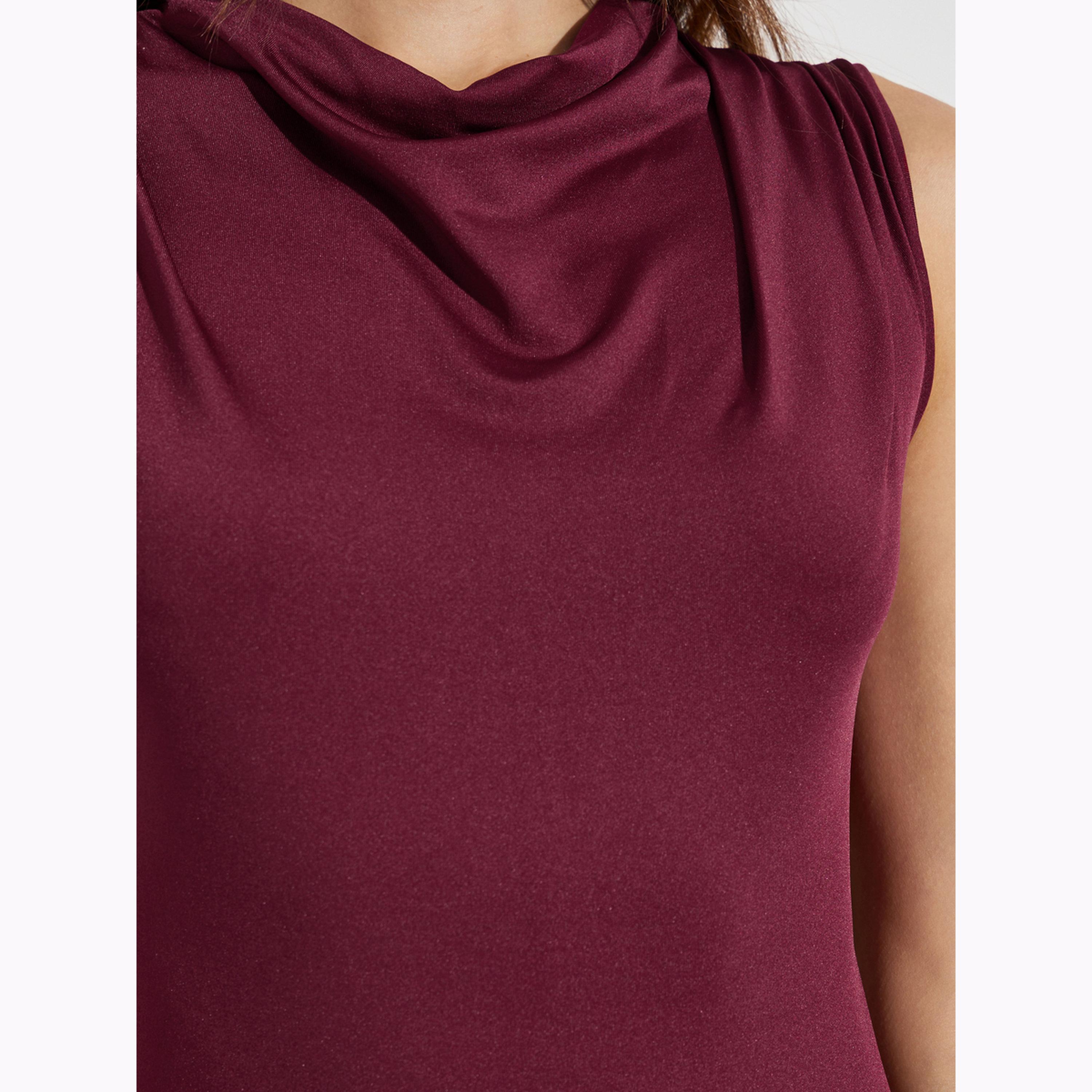 فستان طويل بتفاصيل درابيه وياقة منسدلة-women-clothing-dresses-image-5