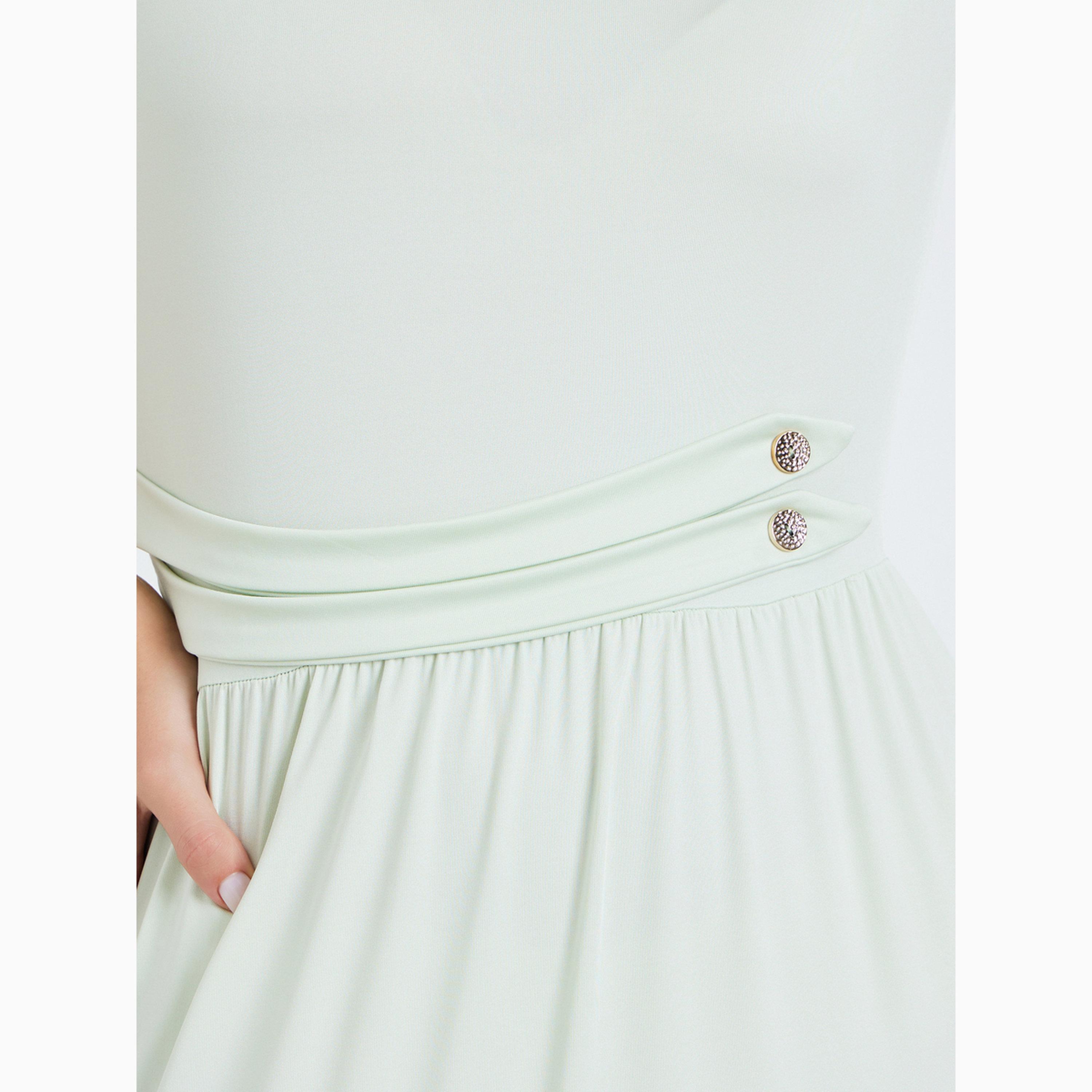 Styli Green Tiered Maxi Dress with Short Sleeves-women-clothing-dresses-image-5
