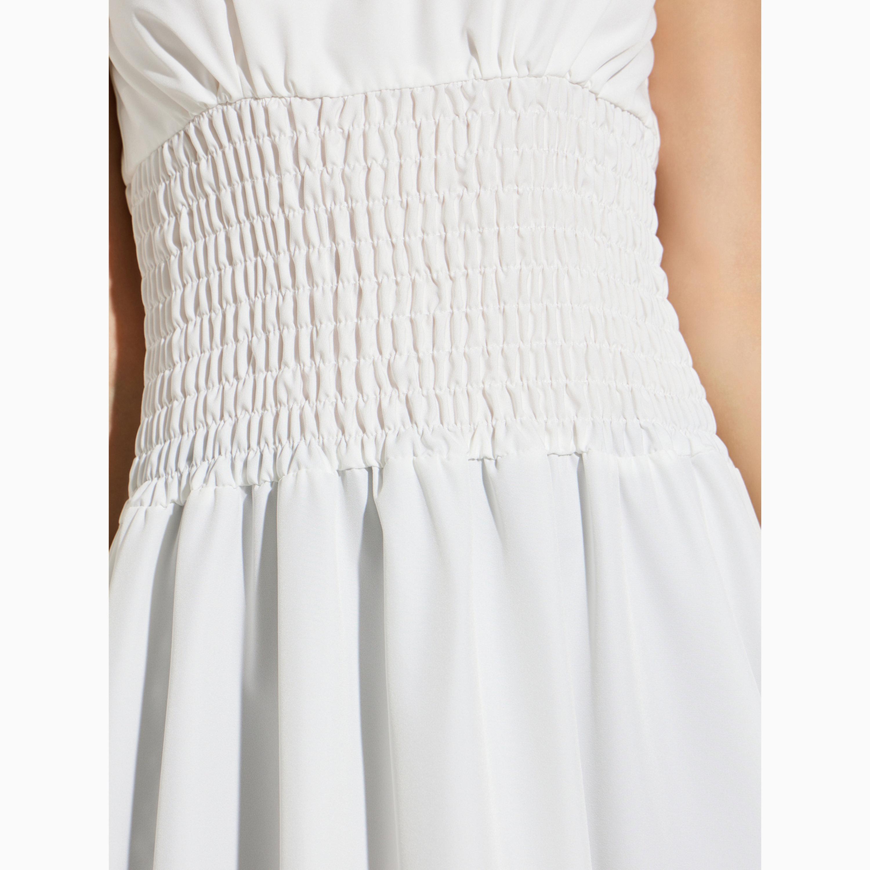 فستان ميدي بحافة واسعة وتفاصيل مزمومة-women-clothing-dresses-image-5