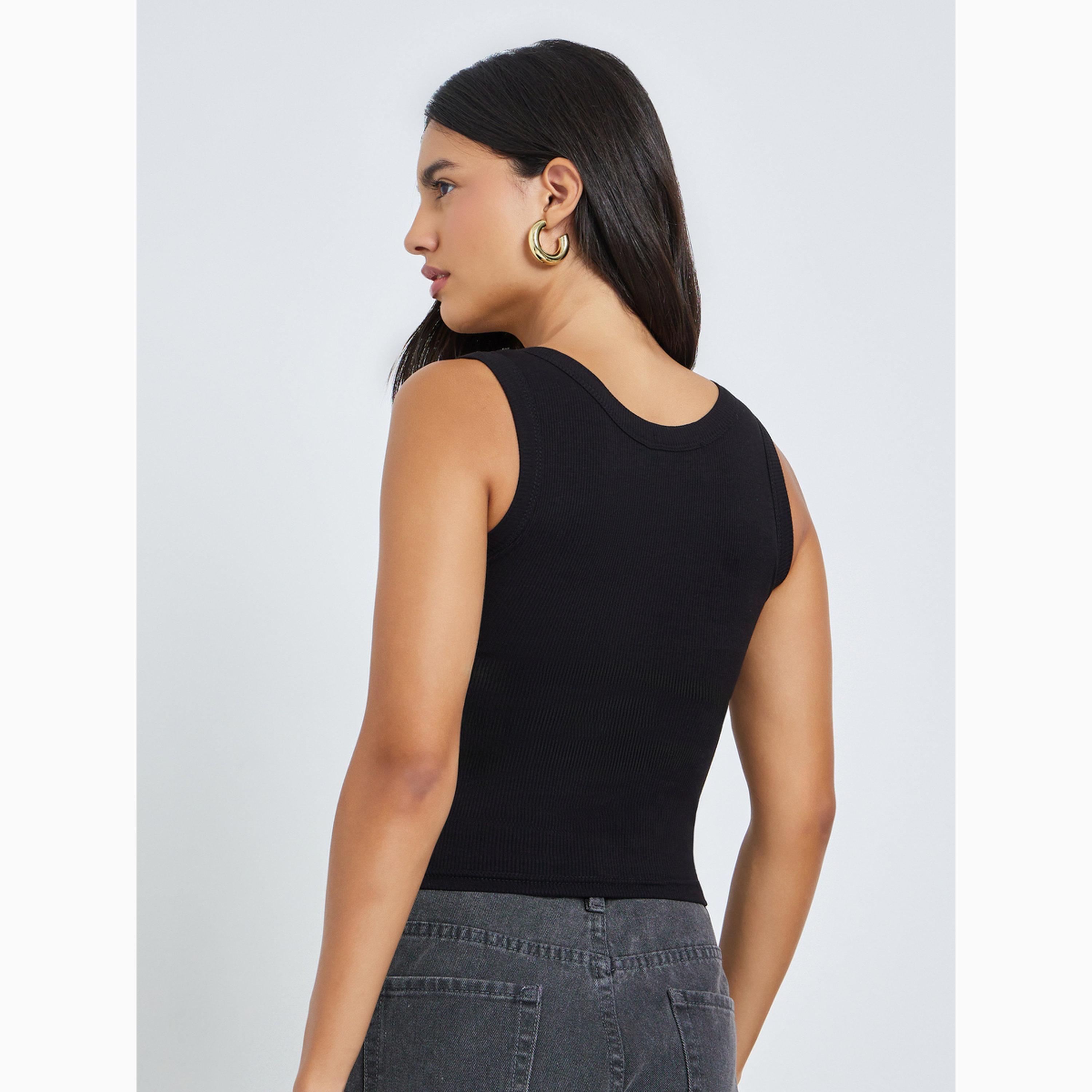 Styli Black Solid Padded Cami-women-clothing-shirtsandblouses-blouses-image-5