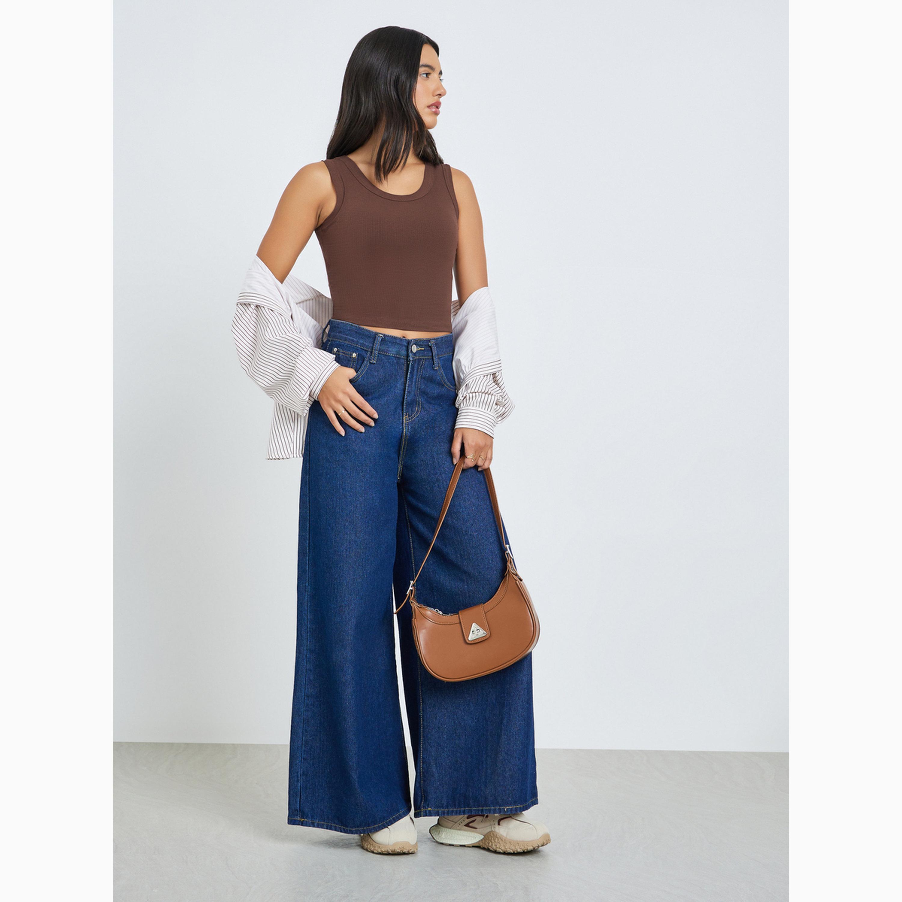 Styli Brown Solid Padded Cami-women-clothing-shirtsandblouses-blouses-image-2