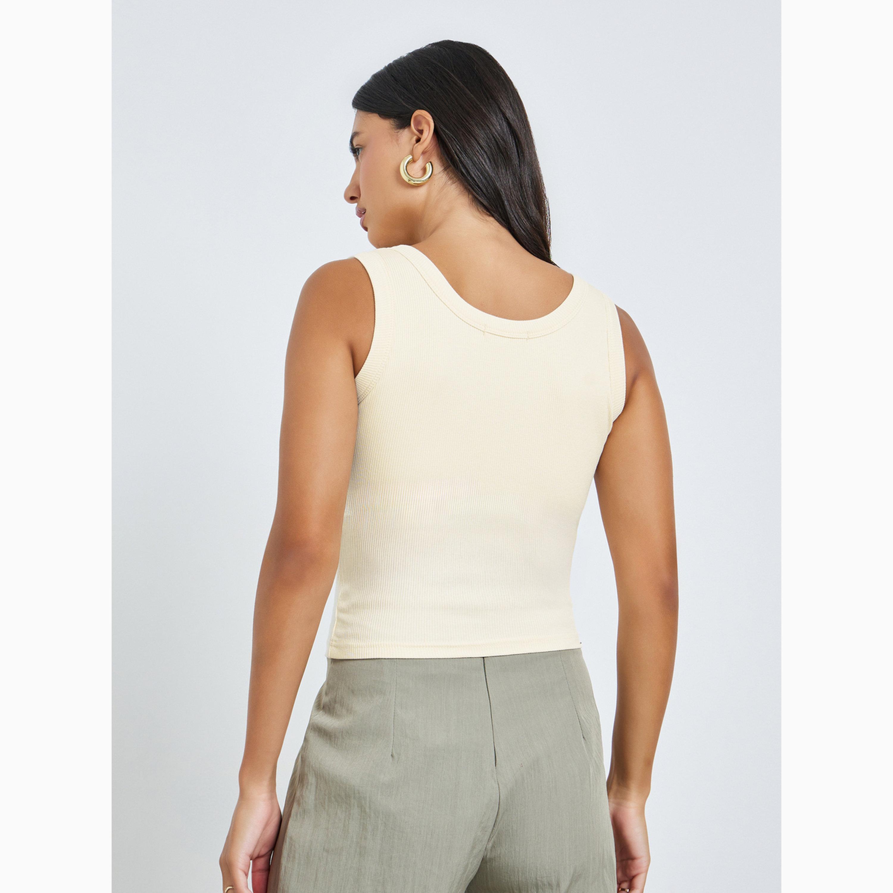 Styli Cream Solid Padded Tank-women-clothing-shirtsandblouses-blouses-image-5