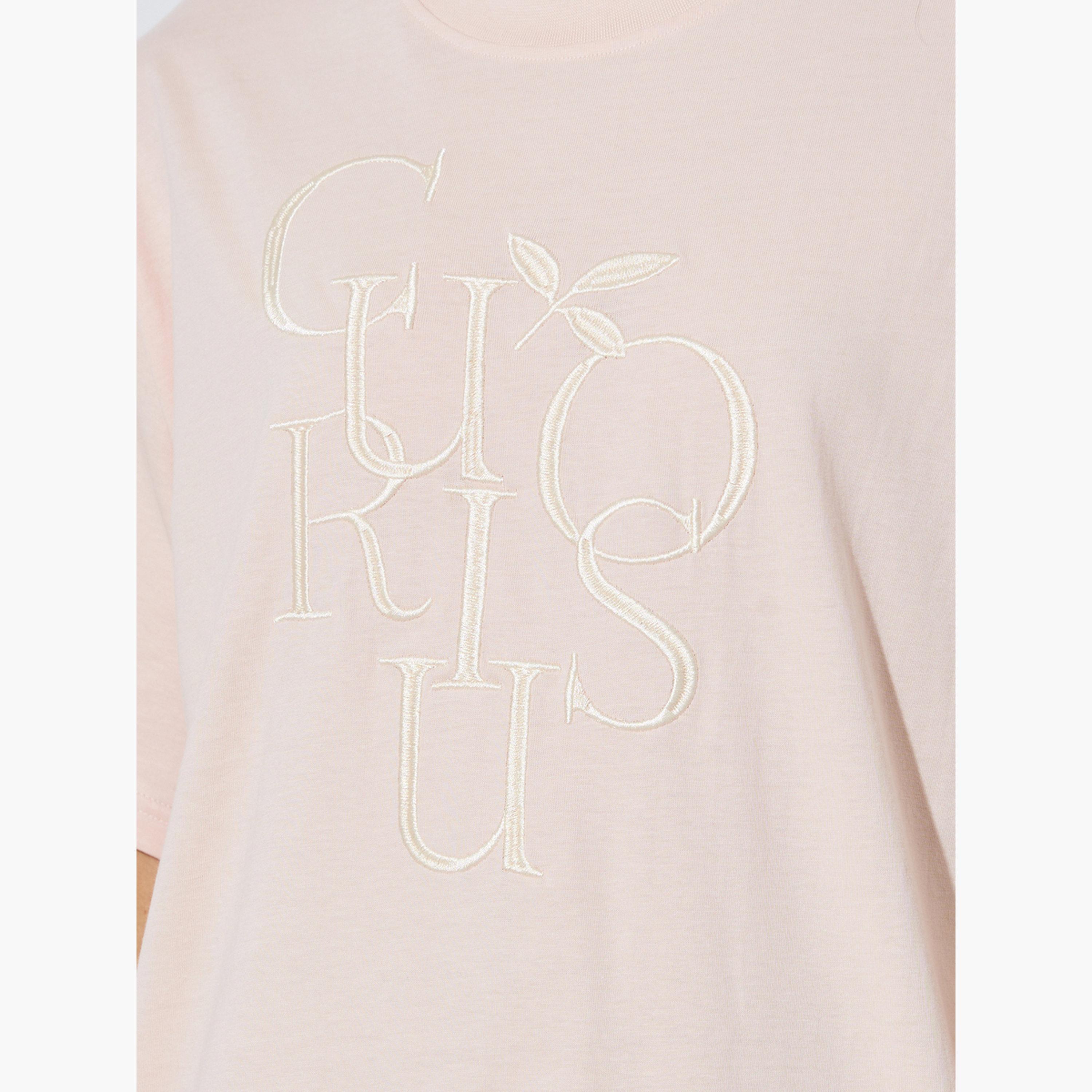 Styli Light Pink Oversized Embroidered Cotton T-Shirt-women-clothing-tshirts-image-6