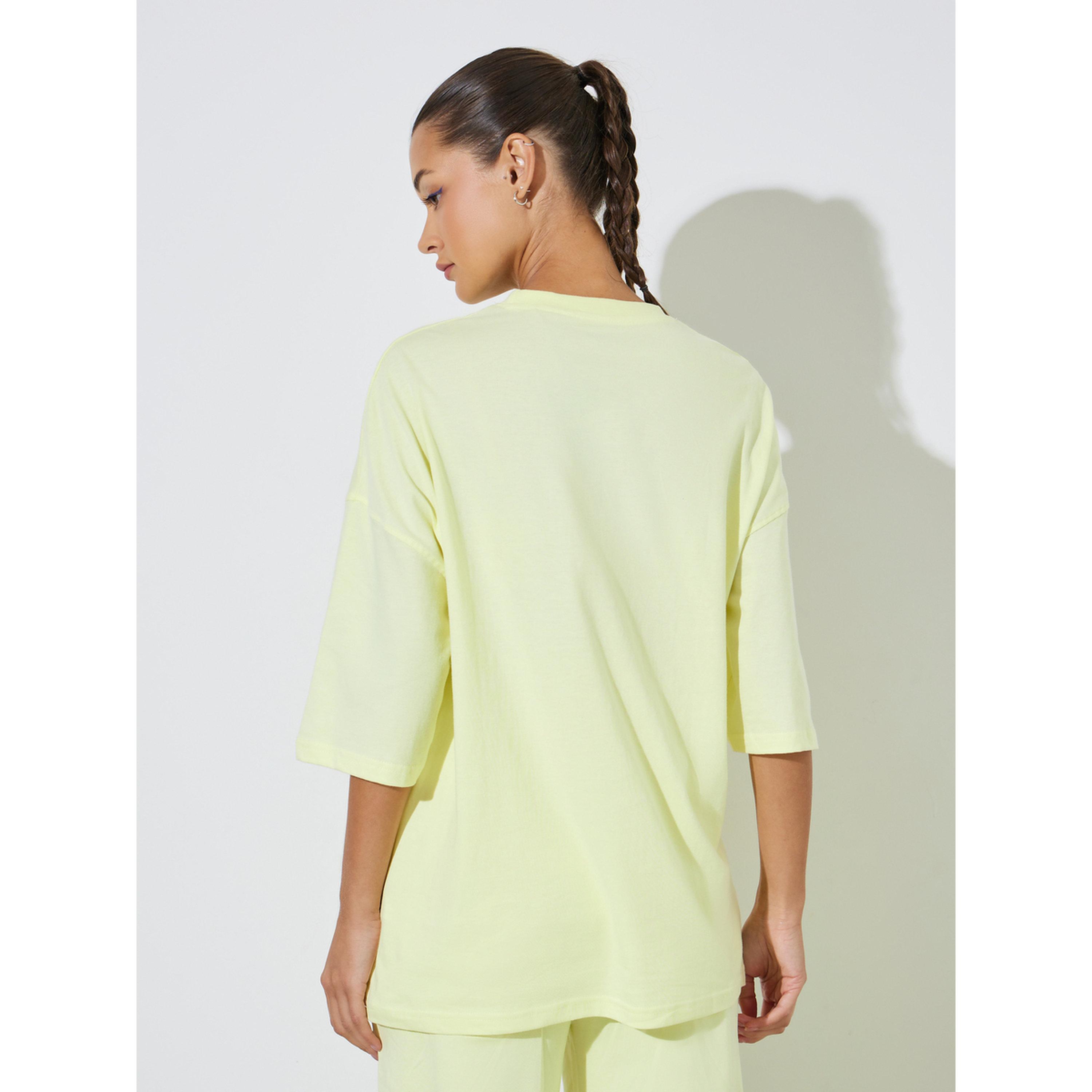 Styli Yellow Slogan Print Oversized T-Shirt-women-clothing-tshirts-image-3