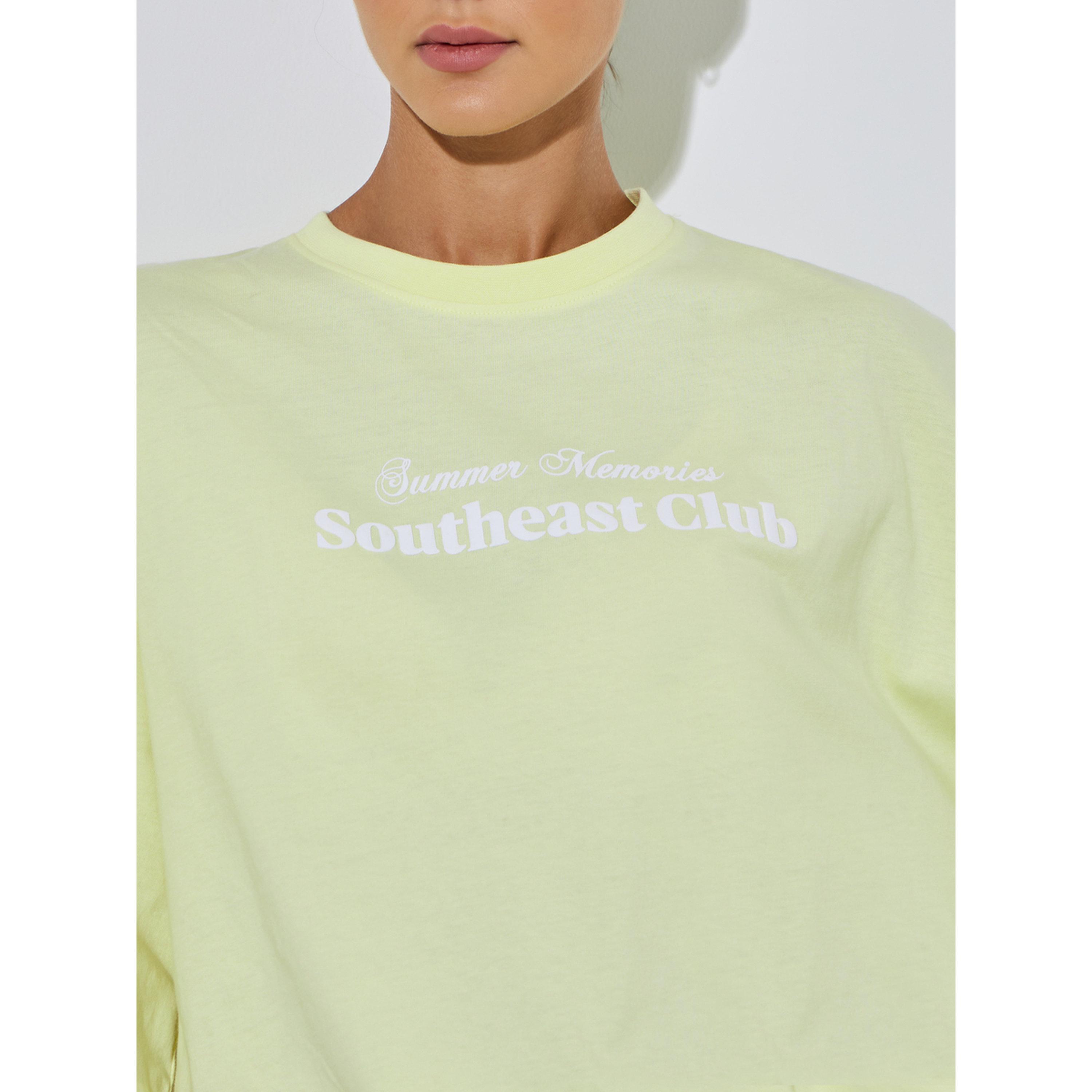 Styli Yellow Slogan Print Oversized T-Shirt-women-clothing-tshirts-image-4