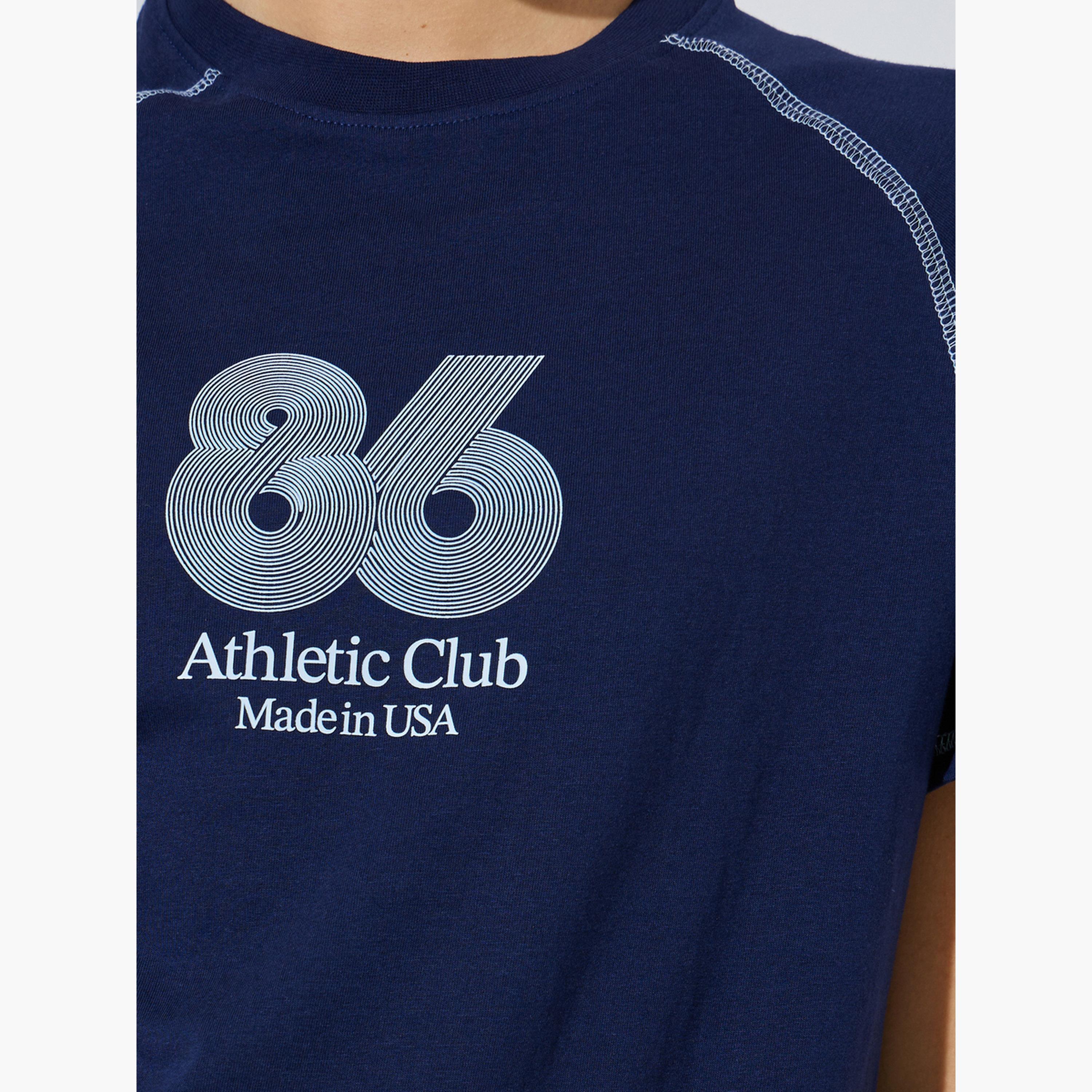 Styli Navy Blue Graphic Print Contrast Stitch T-Shirt-women-clothing-tshirts-image-5