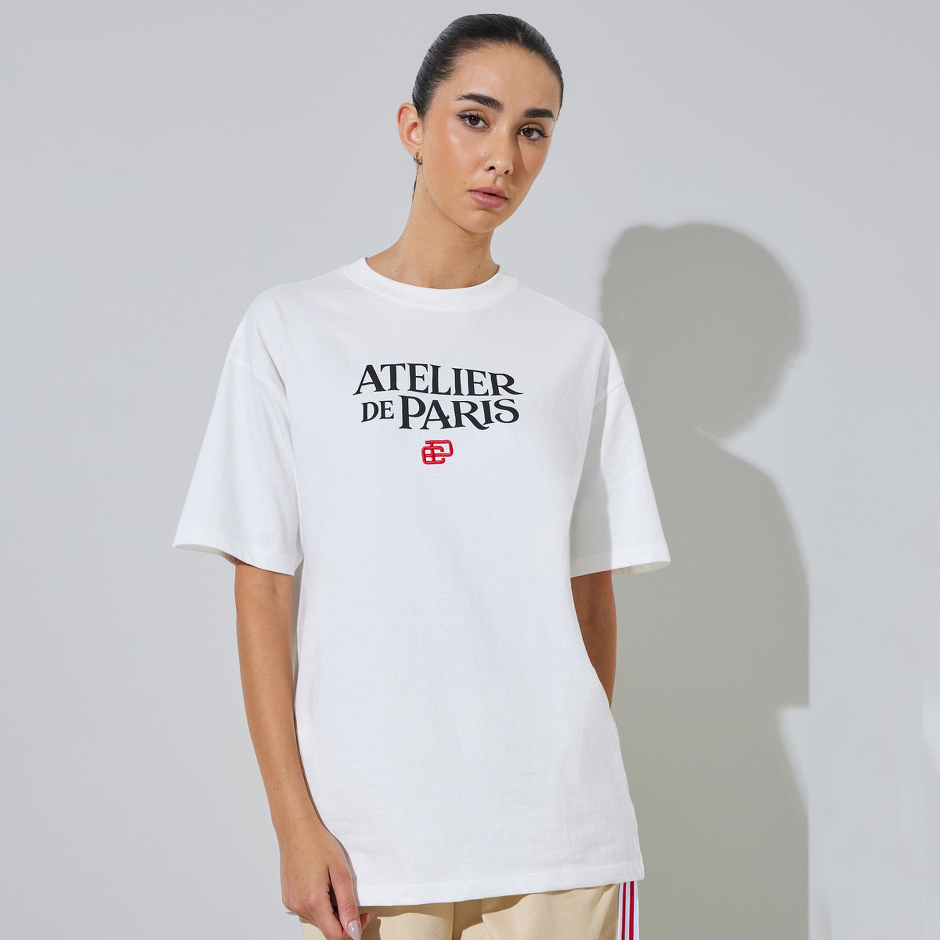 Styli White Slogan and Embroidered Cotton T-Shirt-women-clothing-tshirts-image-1