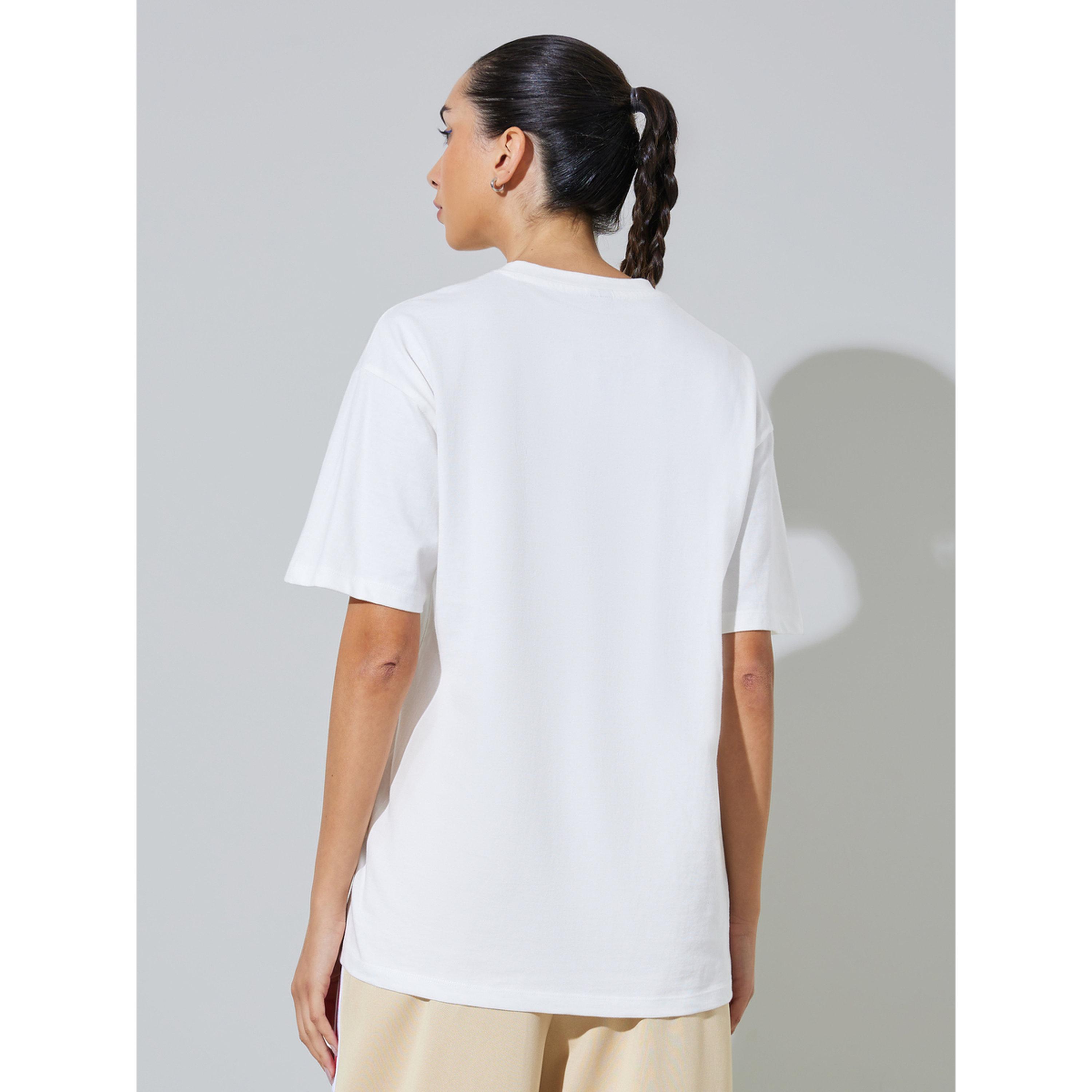 Styli White Slogan and Embroidered Cotton T-Shirt-women-clothing-tshirts-image-3