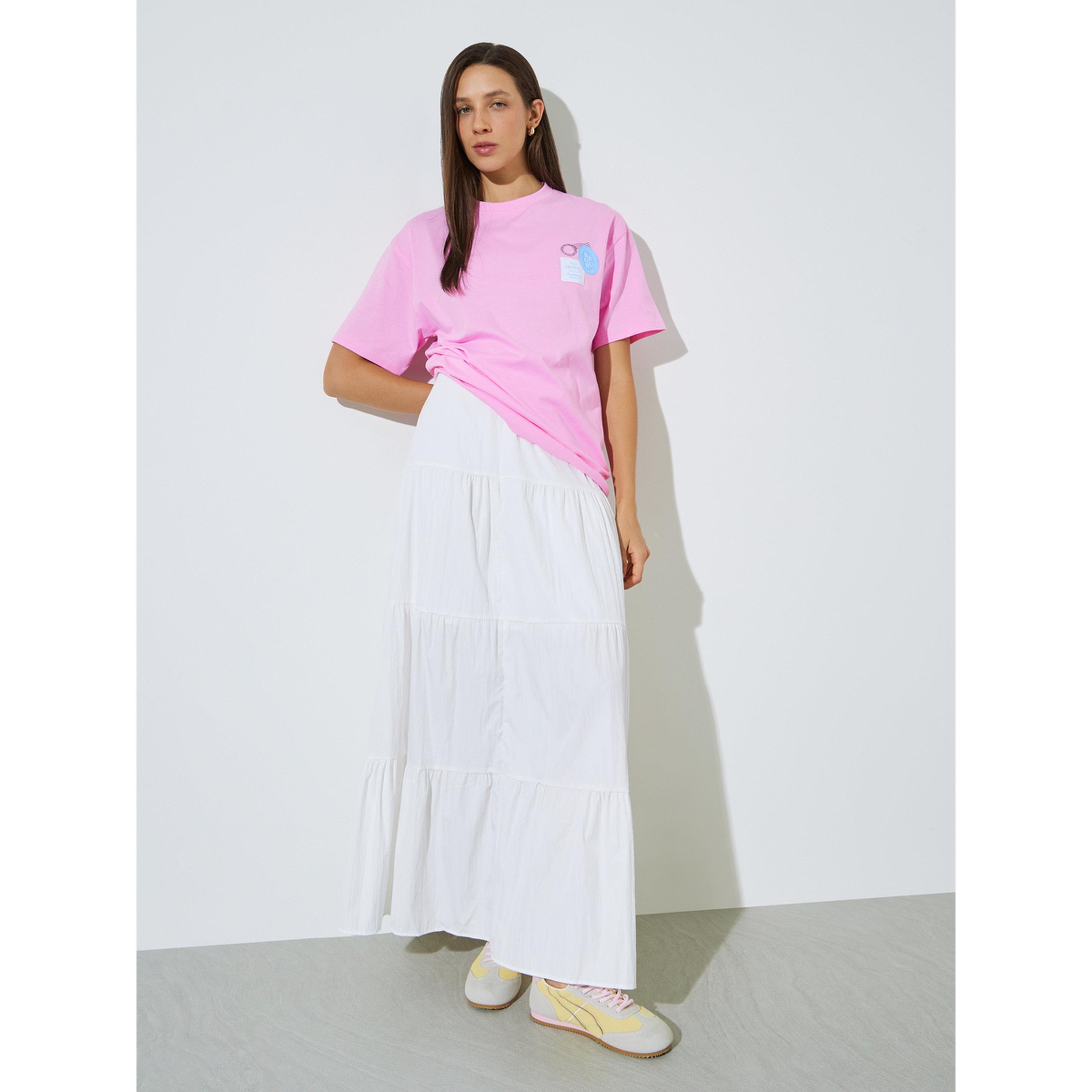 Styli Pink Cotton Graphic Print Round Neck T-Shirt-women-clothing-tshirts-image-2