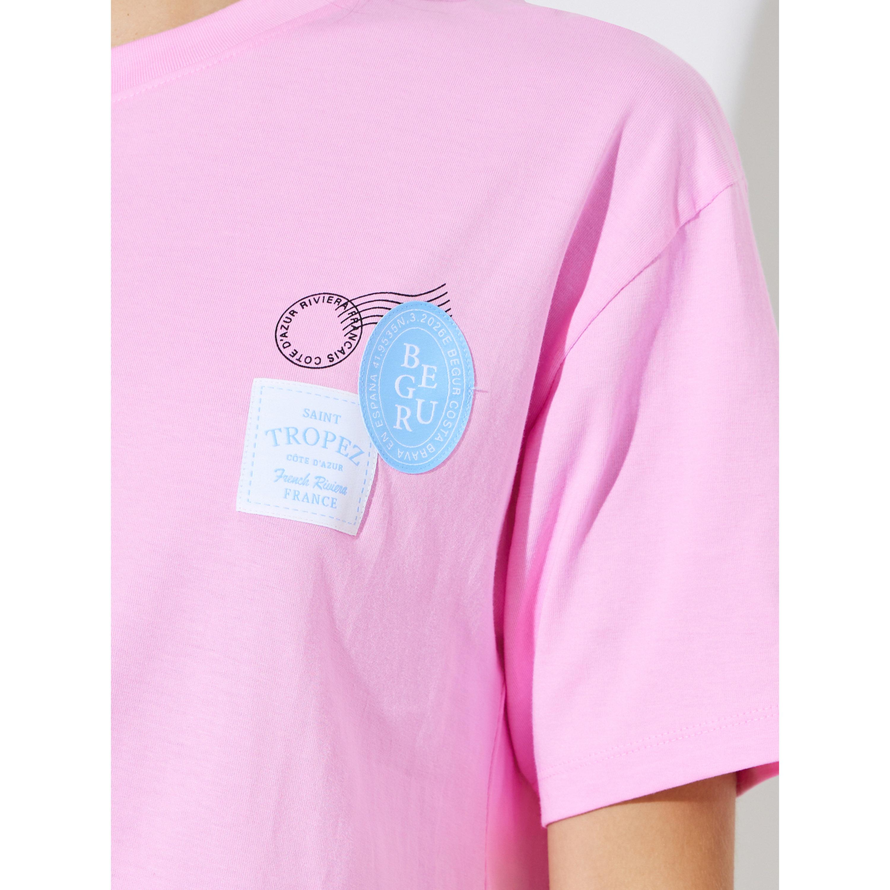 Styli Pink Cotton Graphic Print Round Neck T-Shirt-women-clothing-tshirts-image-5
