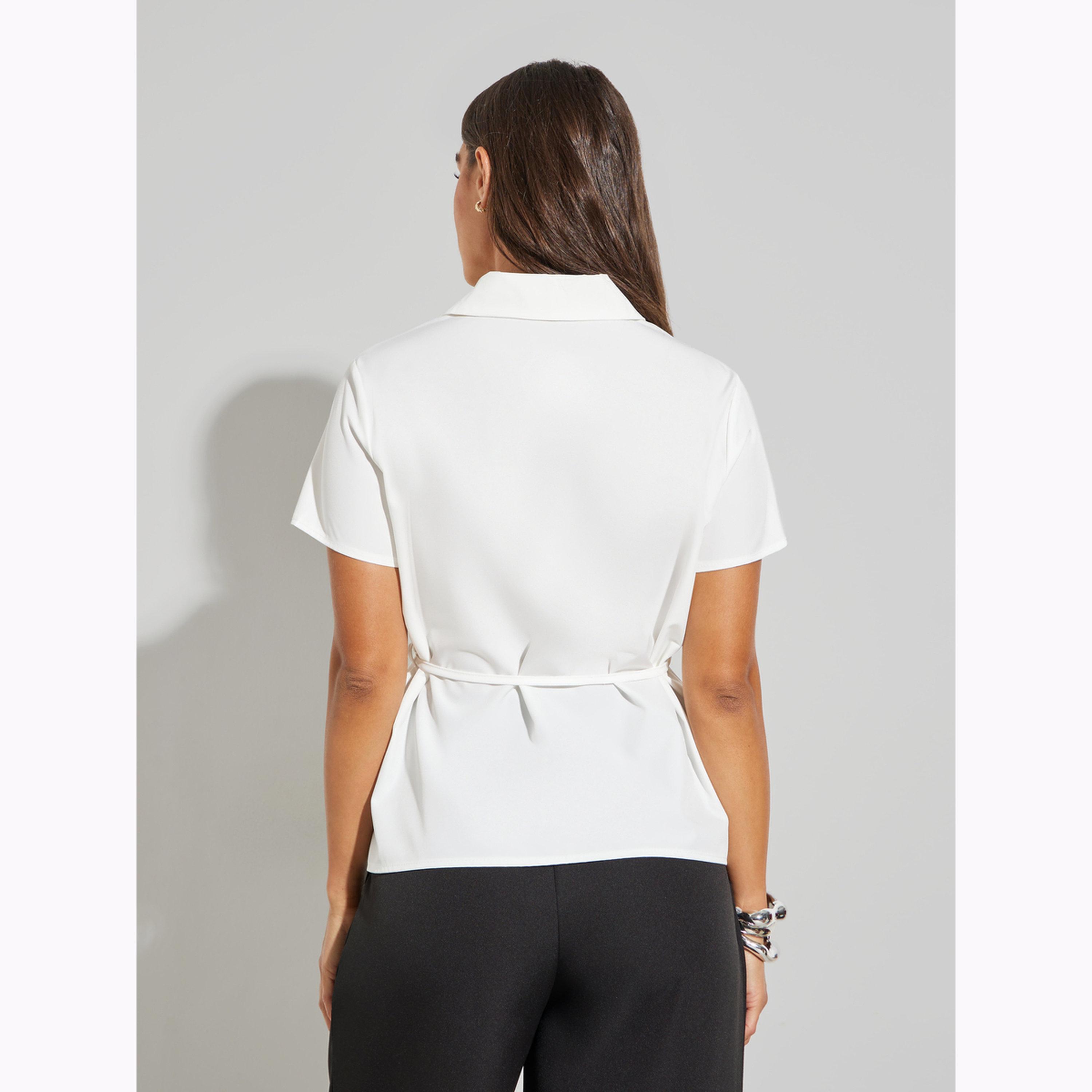 بلوزة برباط خصر ورقعة مطرزة بلون أبيض-women-clothing-shirtsandblouses-shirts-image-3