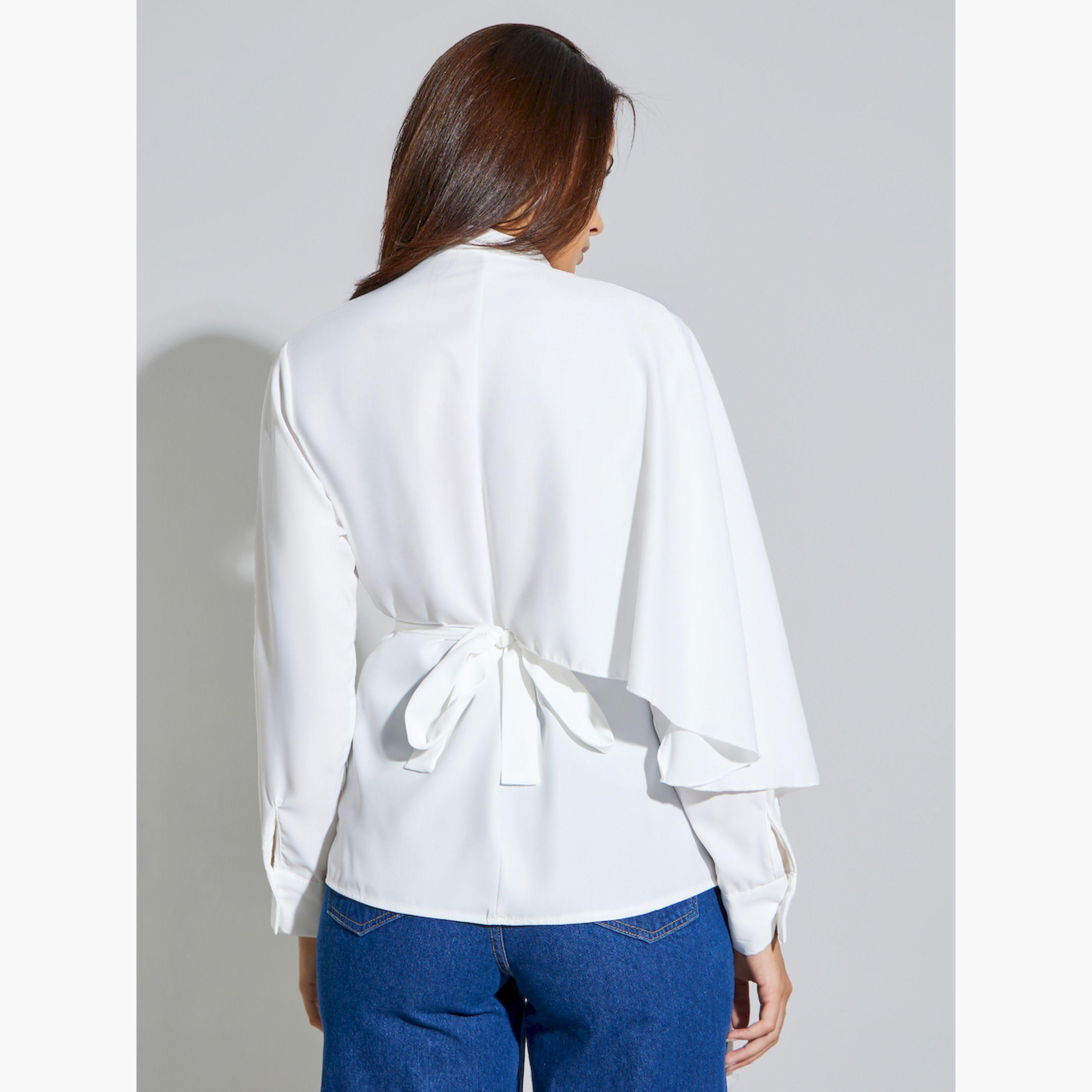 بلوزة بأكمام بنمط كيب مع أربطة-women-clothing-shirtsandblouses-blouses-image-3