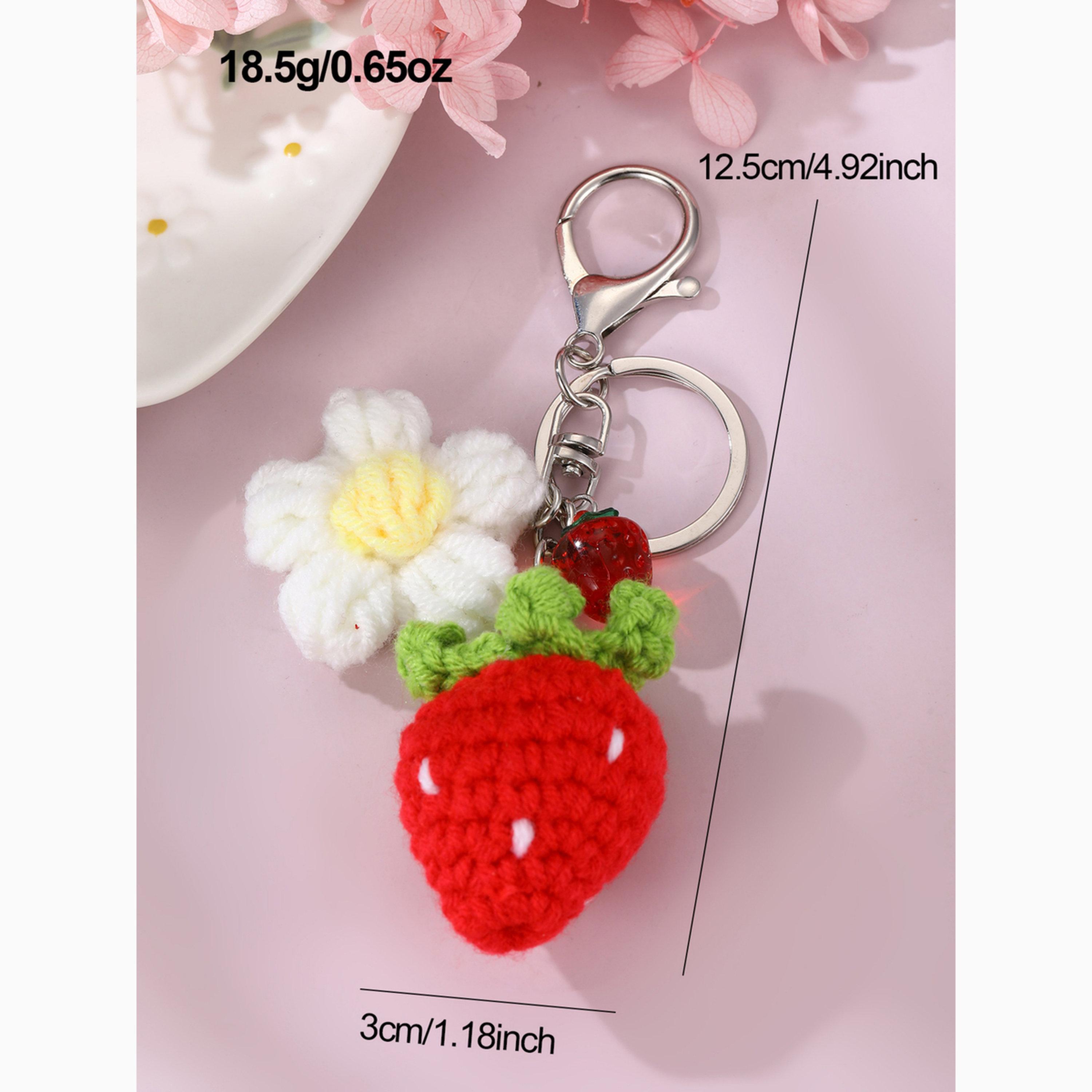 Take Two Red Crochet Strawberry Keychain with Flower Charm-women-clothingaccessories-novelties-image-5