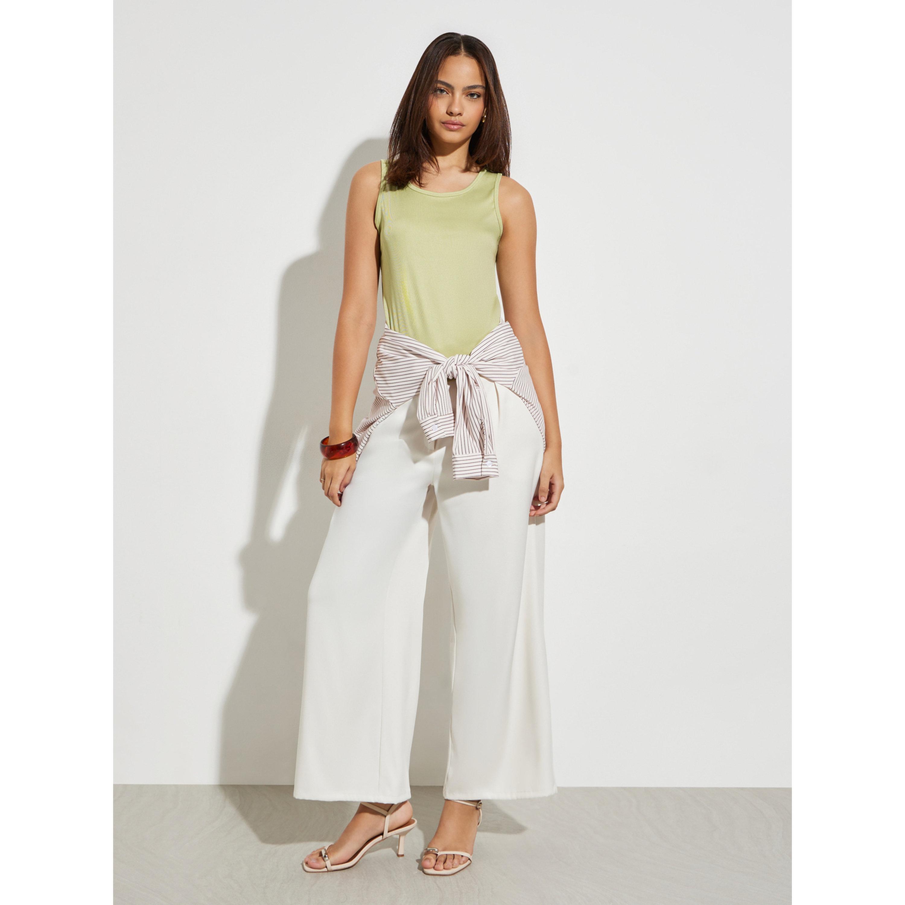 بلوزة بلا أكمام بياقة دائرية وتفاصيل مضلعة-women-clothing-shirtsandblouses-blouses-image-2