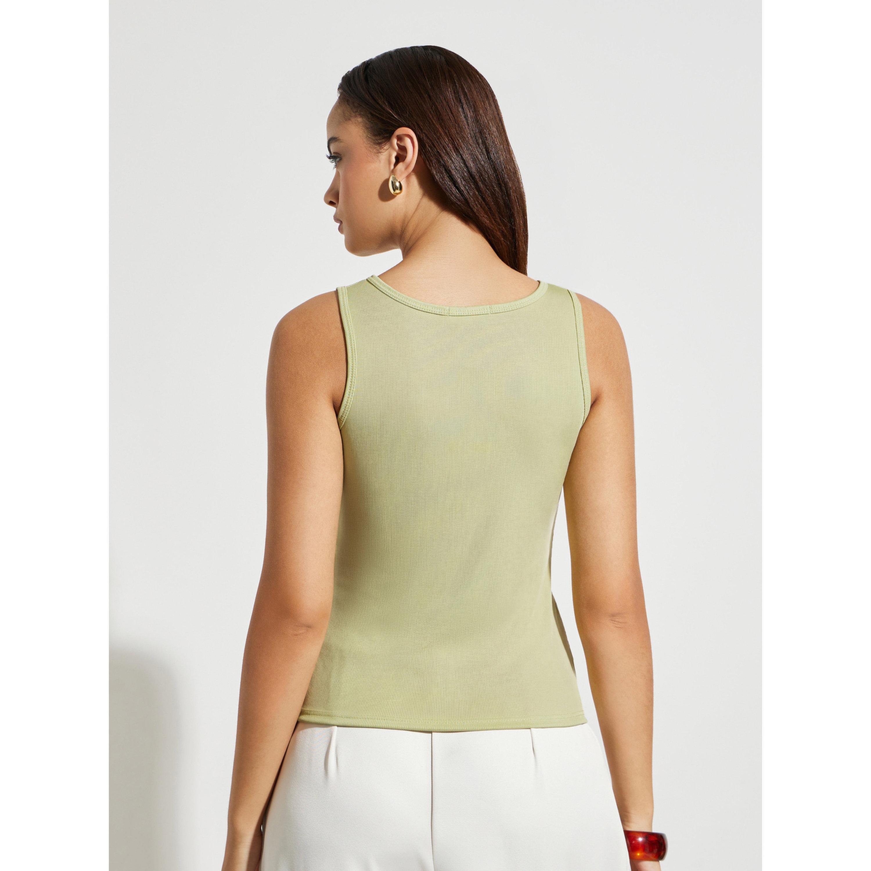 بلوزة بلا أكمام بياقة دائرية وتفاصيل مضلعة-women-clothing-shirtsandblouses-blouses-image-5