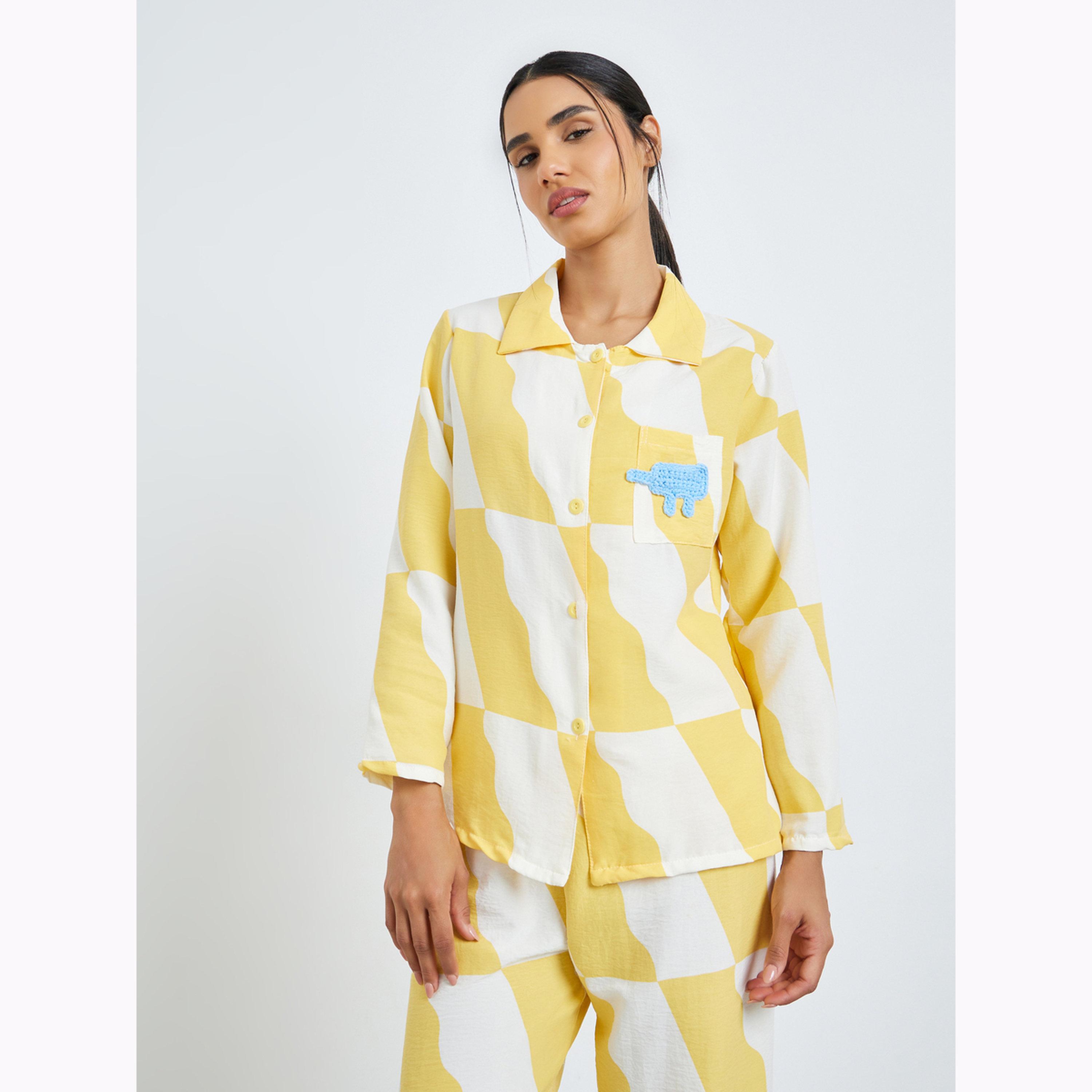 طقم بيجاما من بنطال وقميص ومطبع بالكامل-women-clothing-nightwear-pyjamas-longsets-image-2