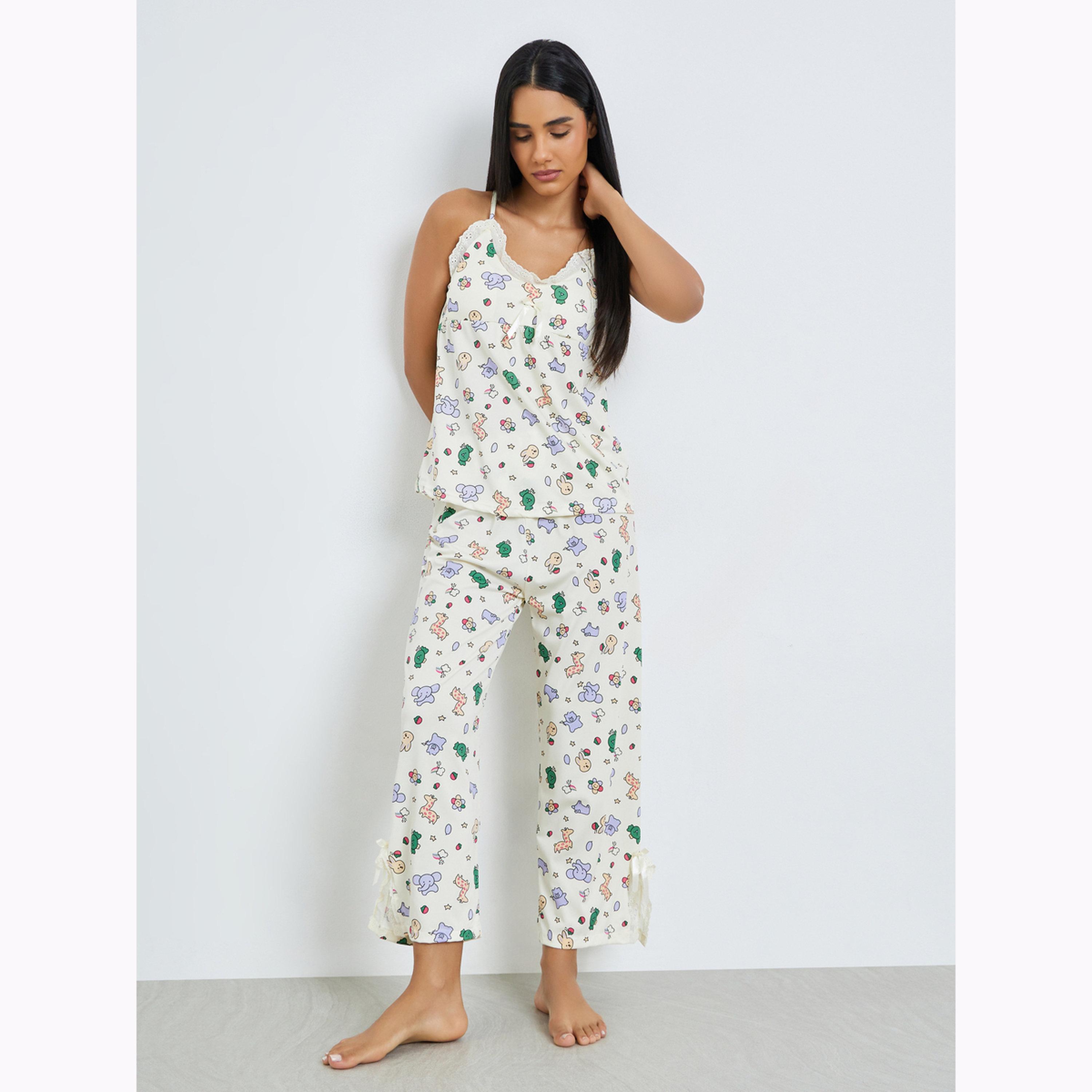 Styli Animal Graphic Print Cami and Pyjama Set-women-clothing-nightwear-pyjamas-longsets-image-1