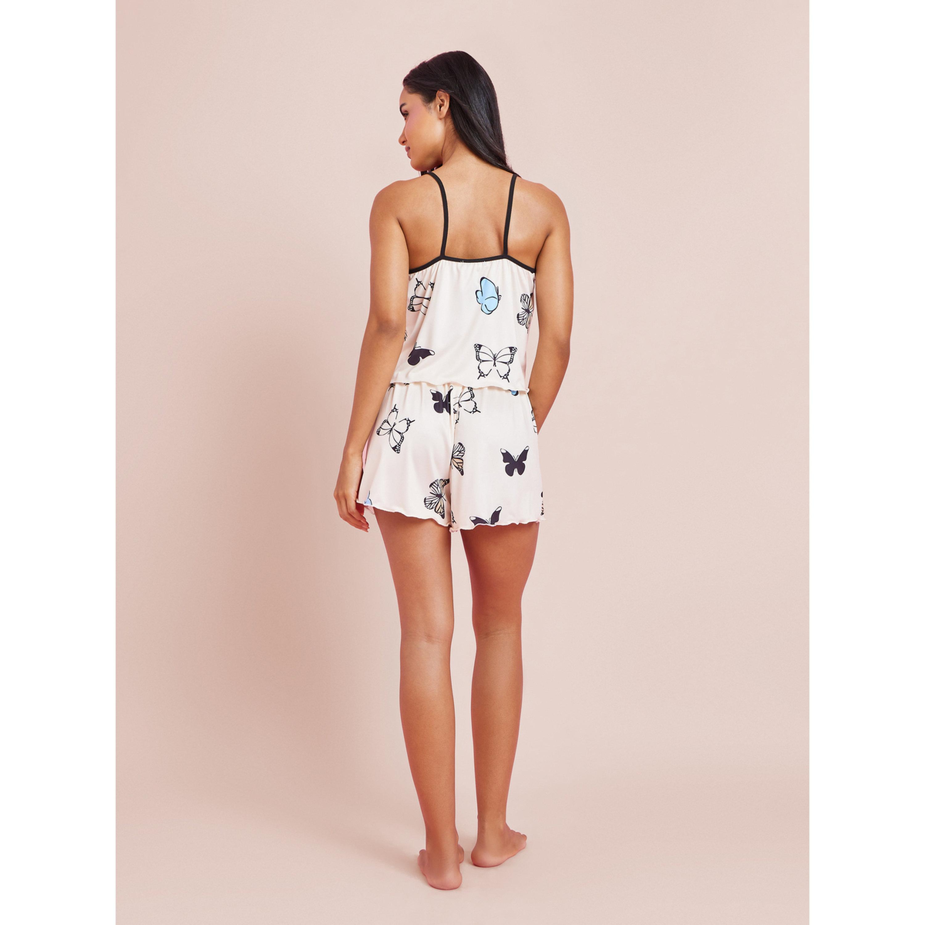 طقم بيجاما من شورت وبلوزة كامي بطبعة فراشات-women-clothing-nightwear-pyjamas-shortsets-image-3