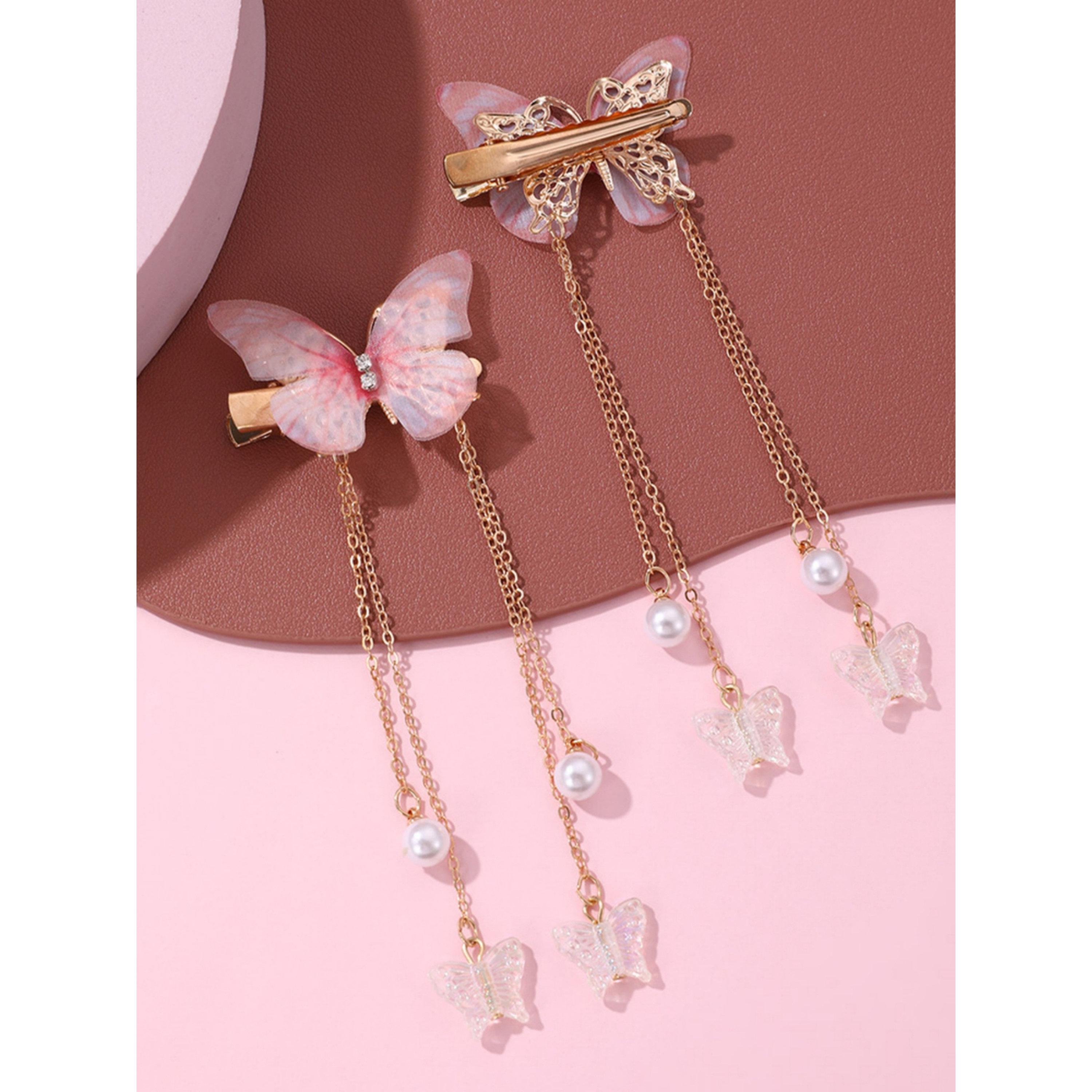 Take Two Pack of 2 - Pink Butterfly Hair Clips-women-hairaccessories-clips-image-2